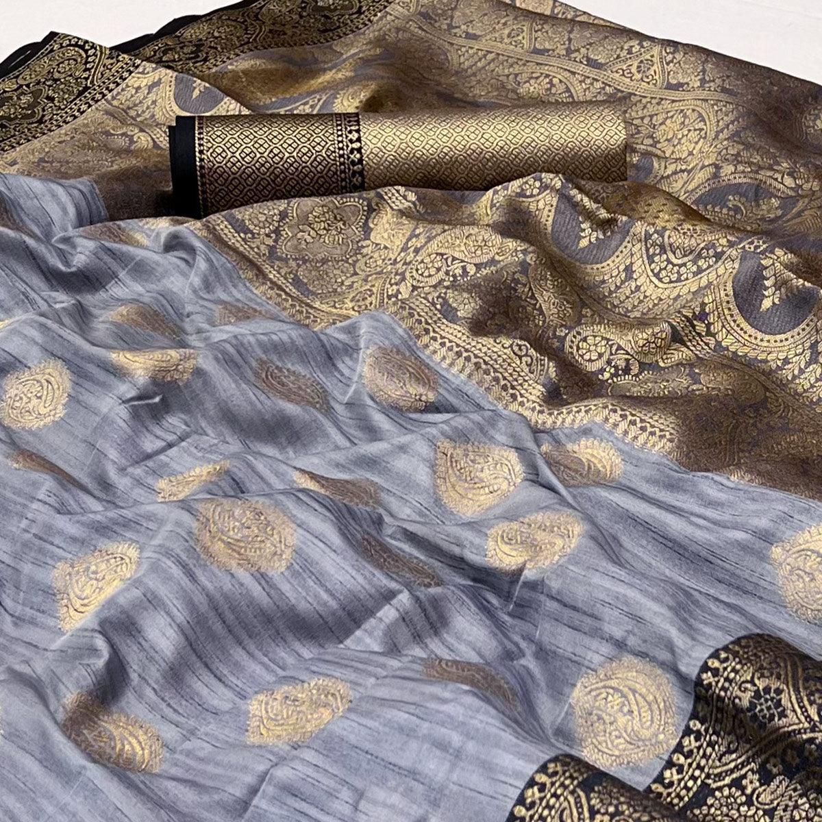 Peachmode Grey Woven Art Silk Saree – Women's - view 2