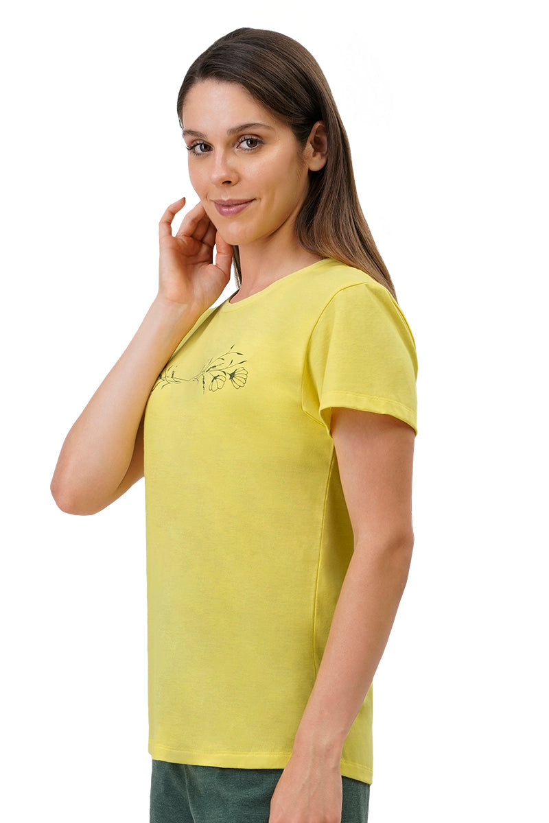 Amante Cotton Blend Sleep T-shirt - Limelight - view 2