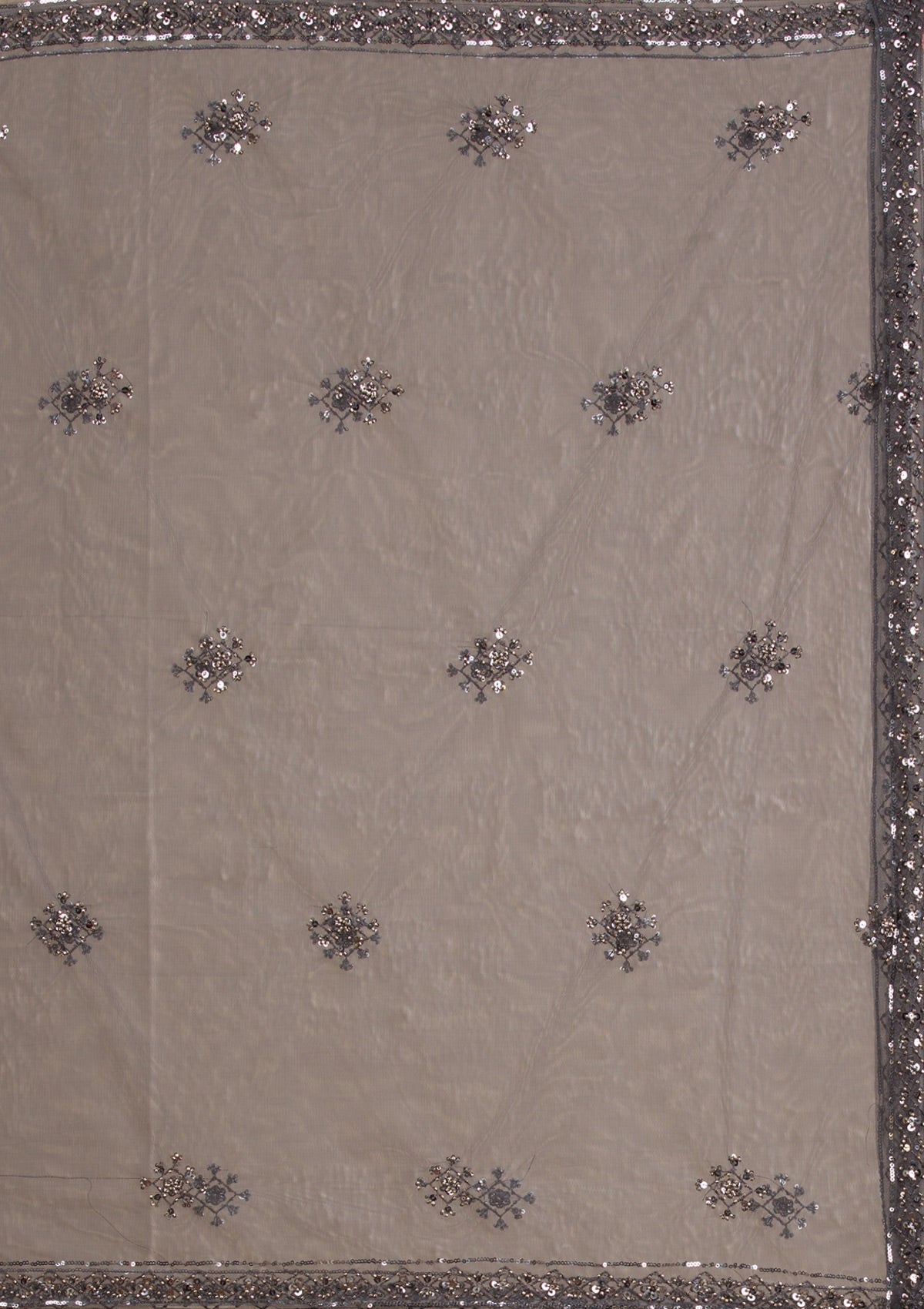 Koskii Dark Grey Sequins Net Readymade Lehenga - view 8