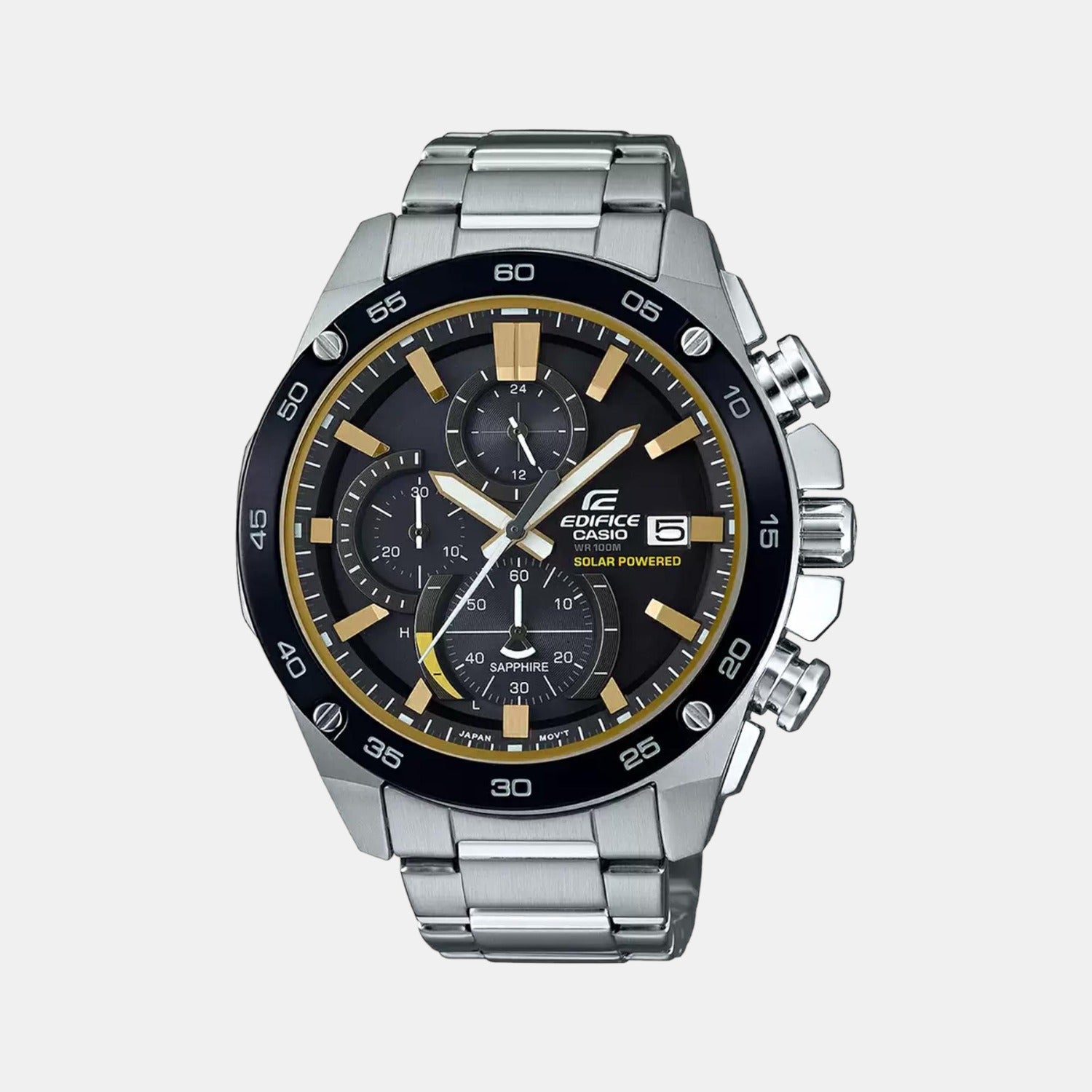 Casio Edifice Men Quartz Black Dial Chronograph Stainless Steel Watch EX465