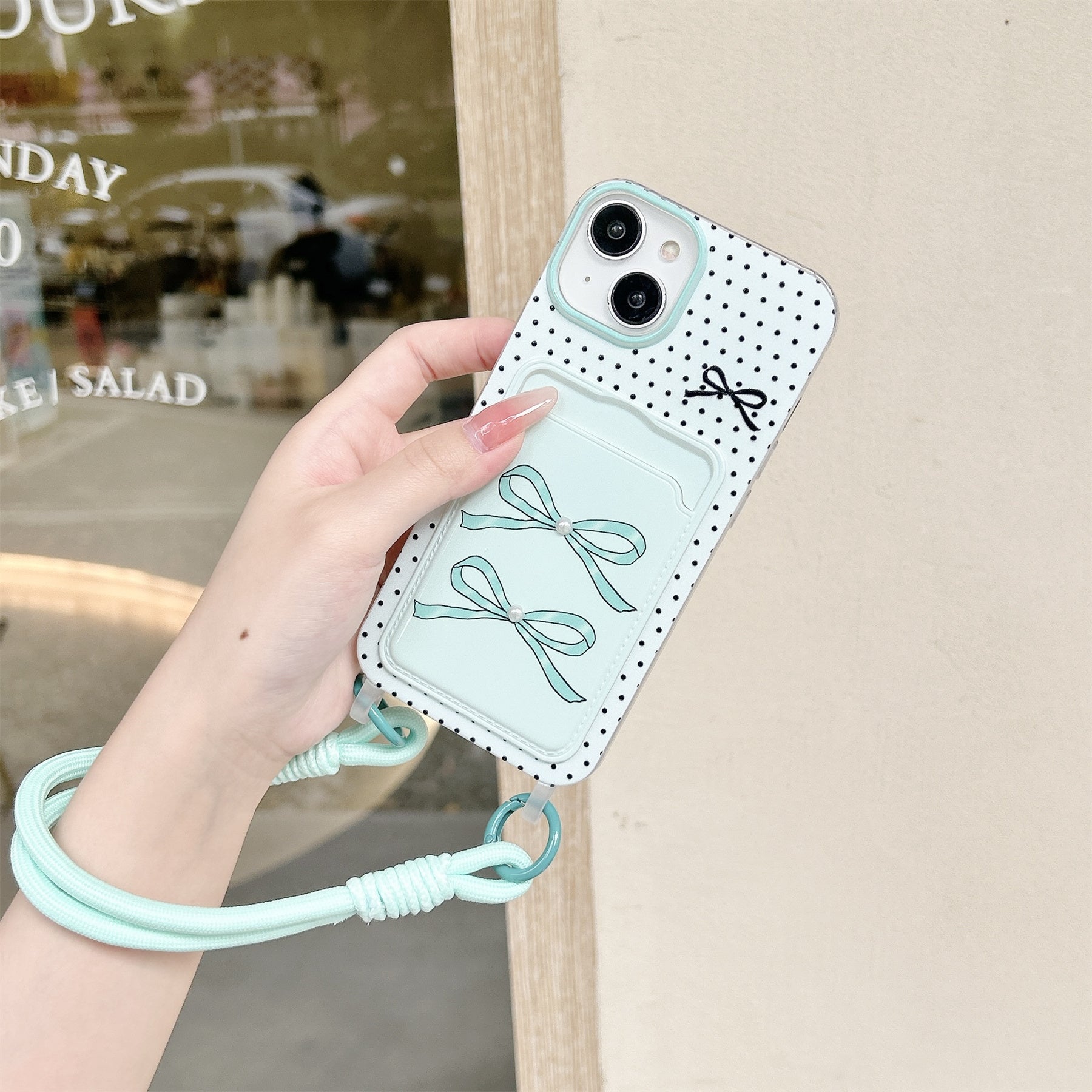 Peeperly Fresh Mint Polka Dot Bow Case – No Color - view 2