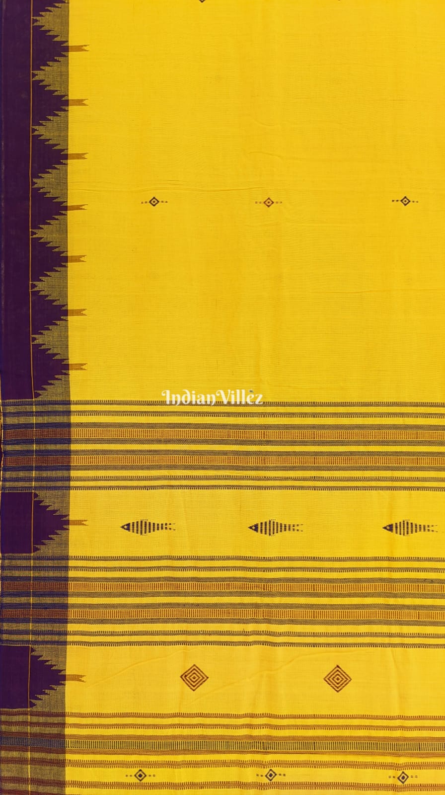 IndianVillèz Yellow Odisha Handloom Natural Dye Kotpad Cotton Saree - view 2