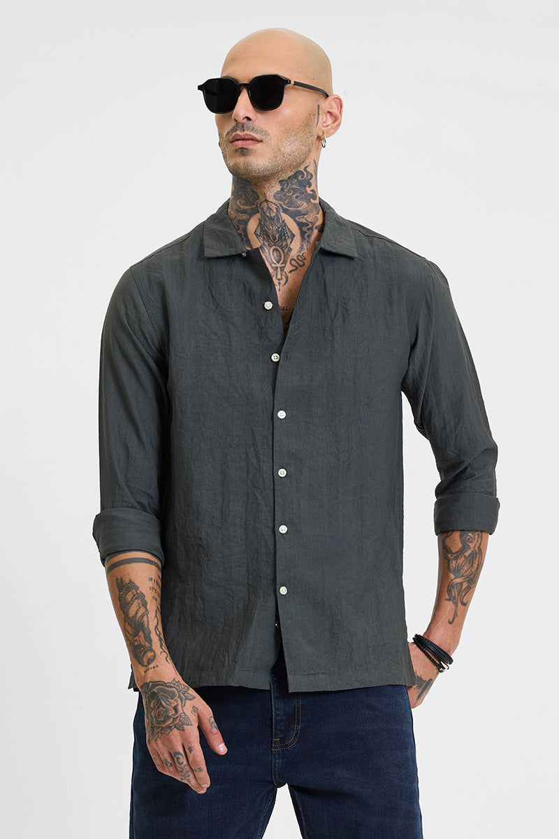 SNITCH Grey Crinkle Shirt