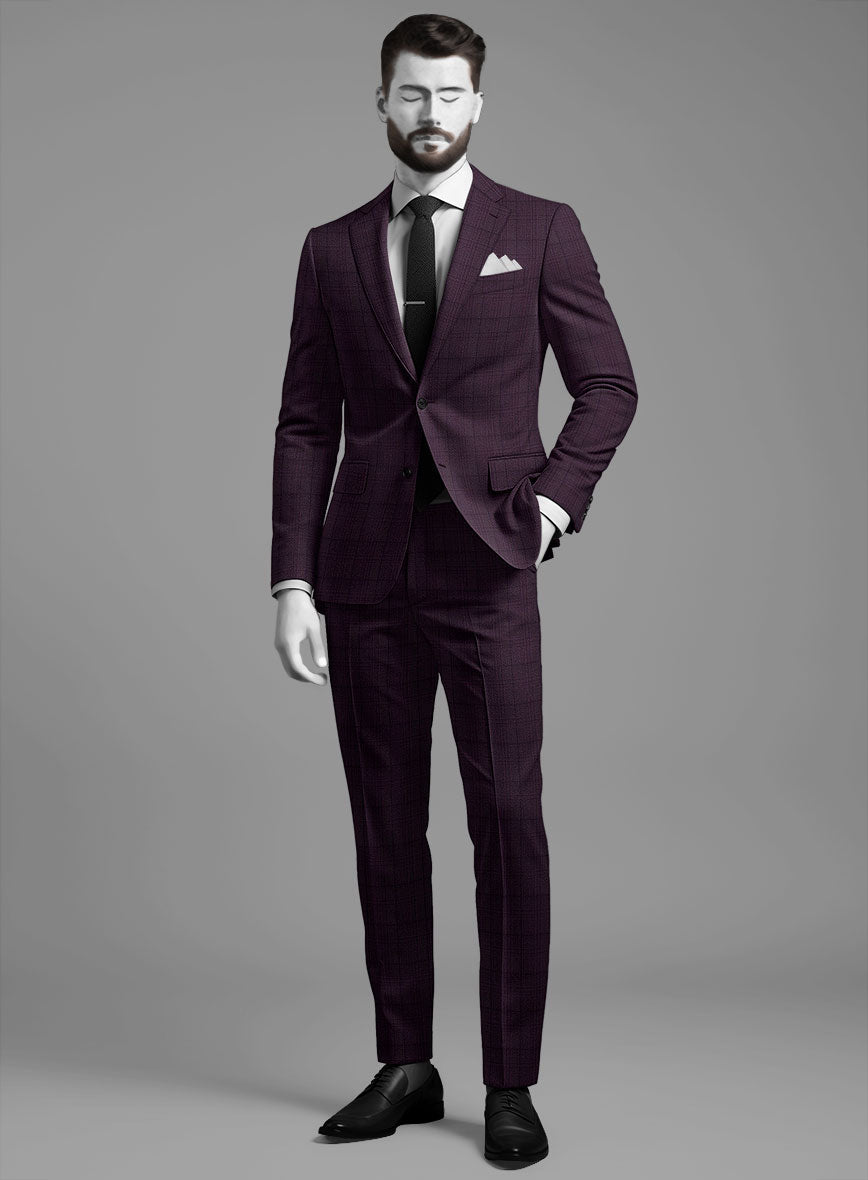 StudioSuits Napolean Xina Tartan Purple Wool Suit