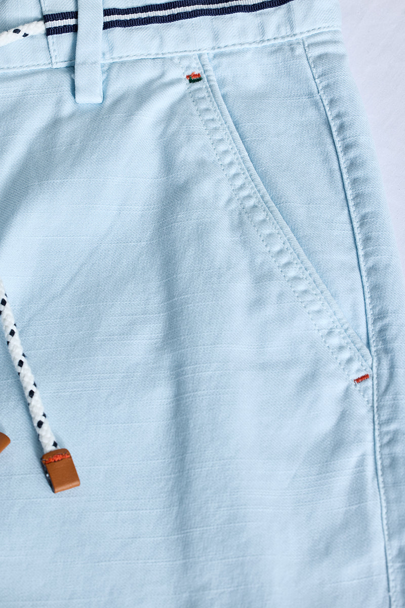 SNITCH Light Blue Plain Linen Regular Fit Shorts - view 9