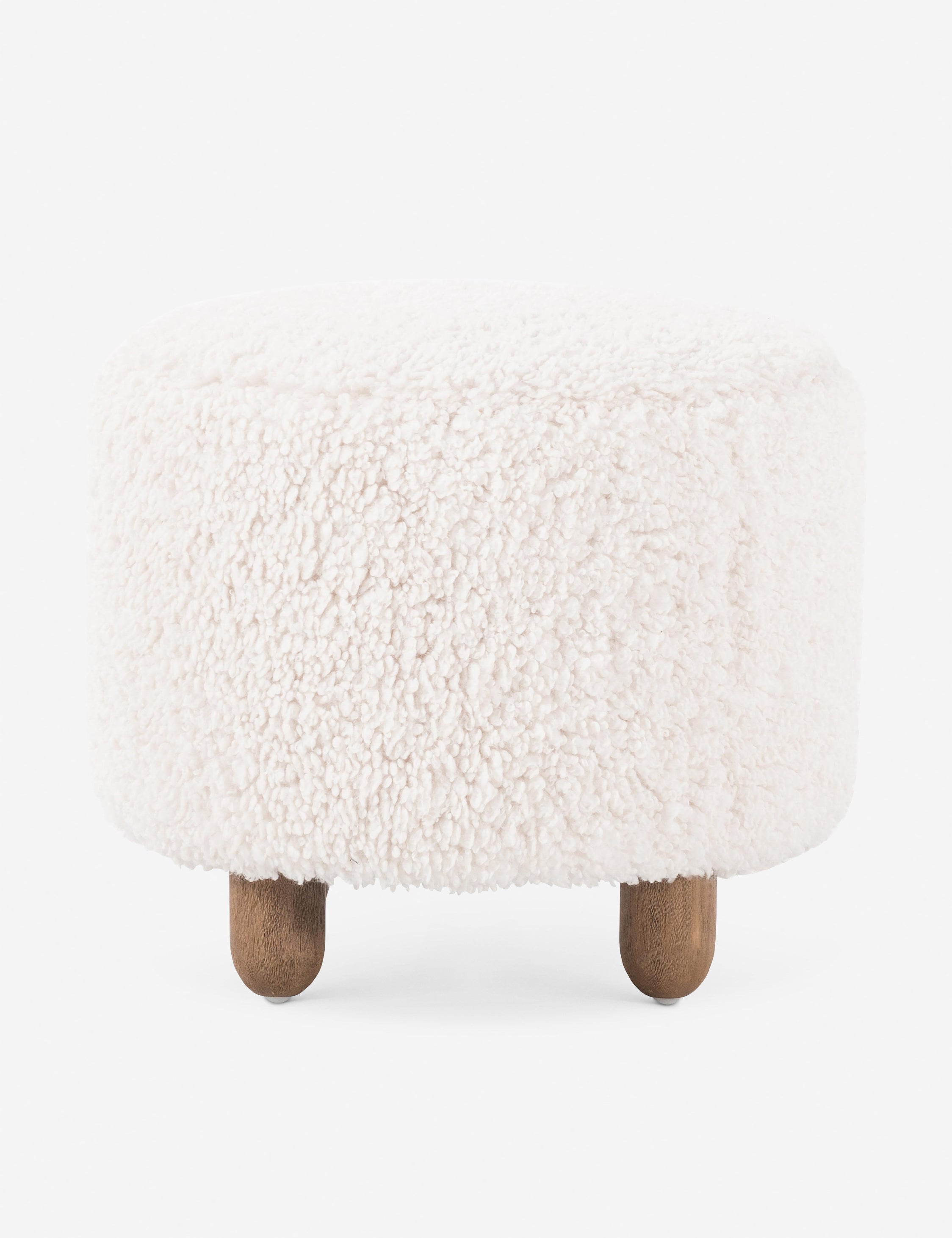 Lulu and Georgia Genevieve Round Ottoman – Ivory Sheepskin