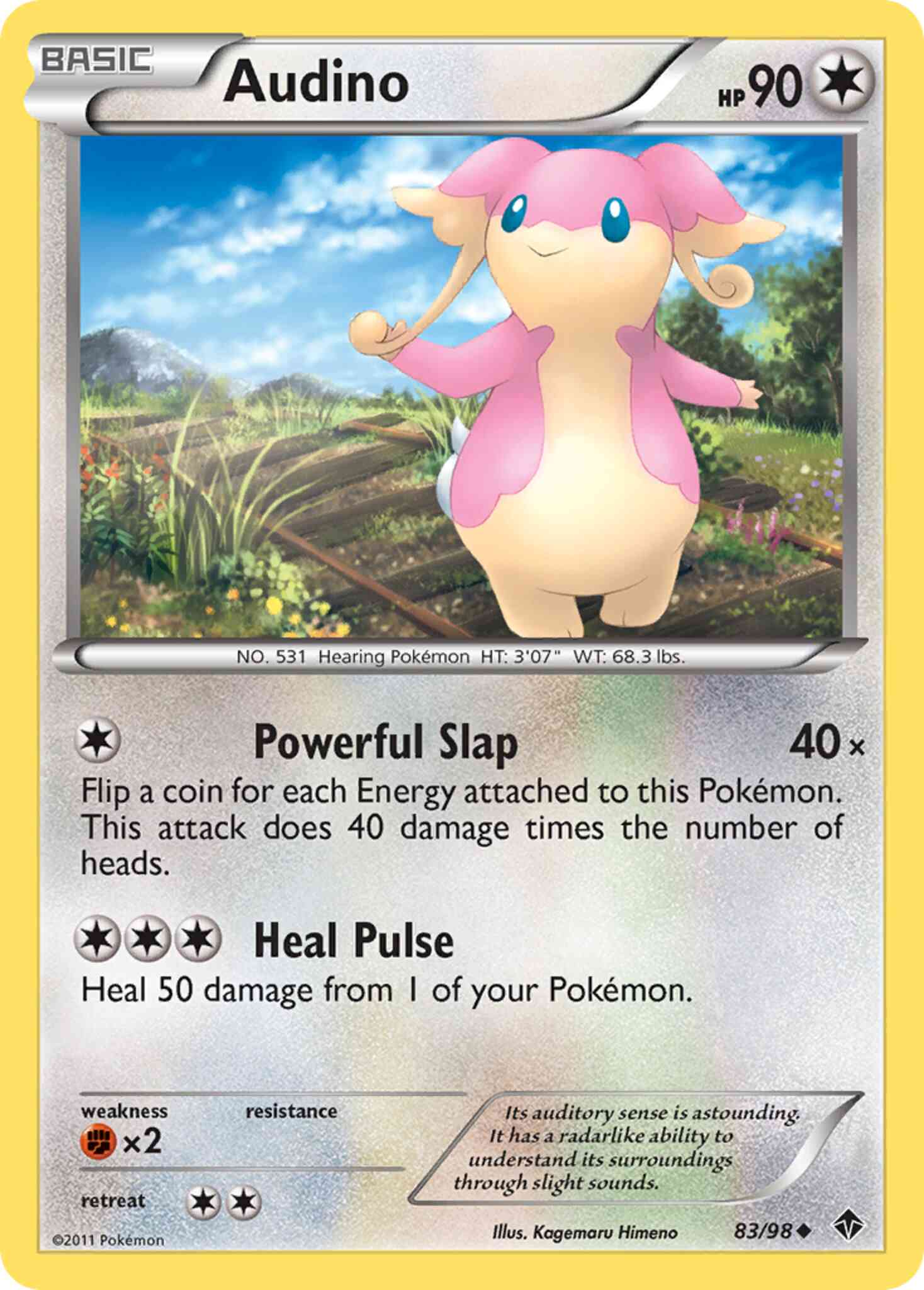 Uncommon bw2-83 reverse – Pokémon Audino - 83/98 - Uncommon [bw2-83] [Reverse Holo]