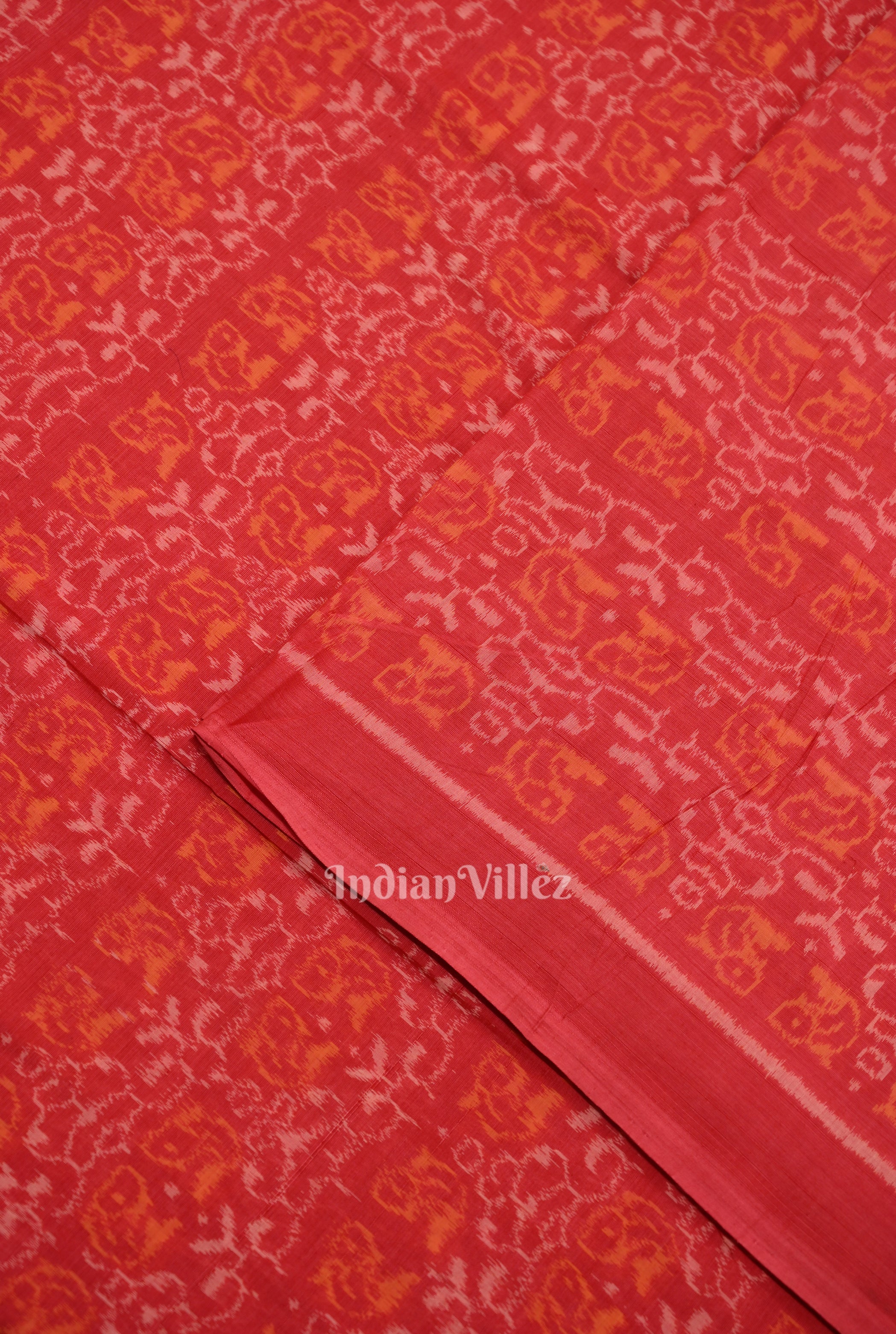 IndianVillèz Pink Tribal Theme Sambalpuri Ikat Cotton Fabric - view 2