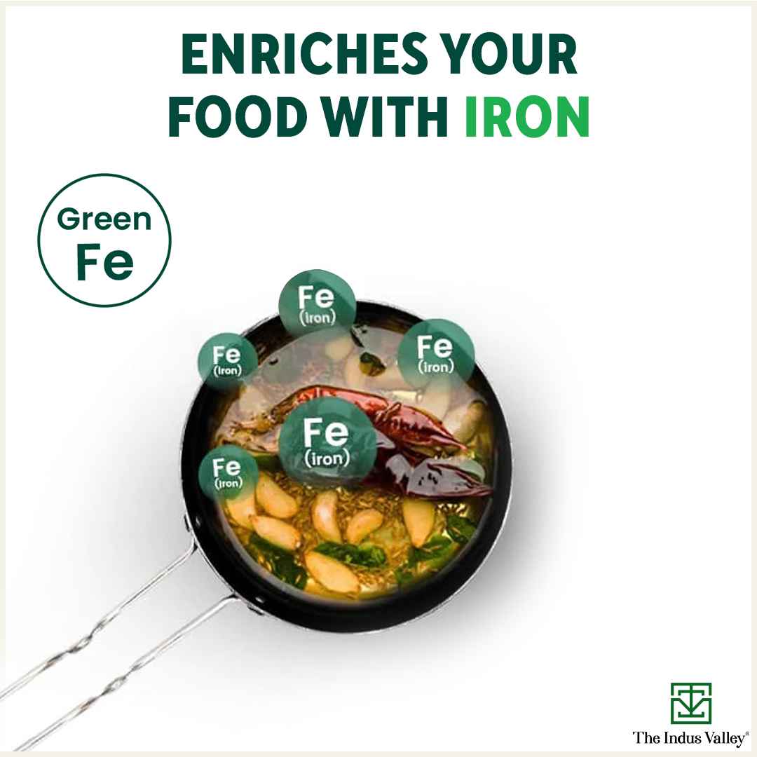 The Indus Valley 100% Pure Sheet Iron Tadka Pan with Stainless Steel Handle, Pre-seasoned, Toxin-free, Induction - view 6