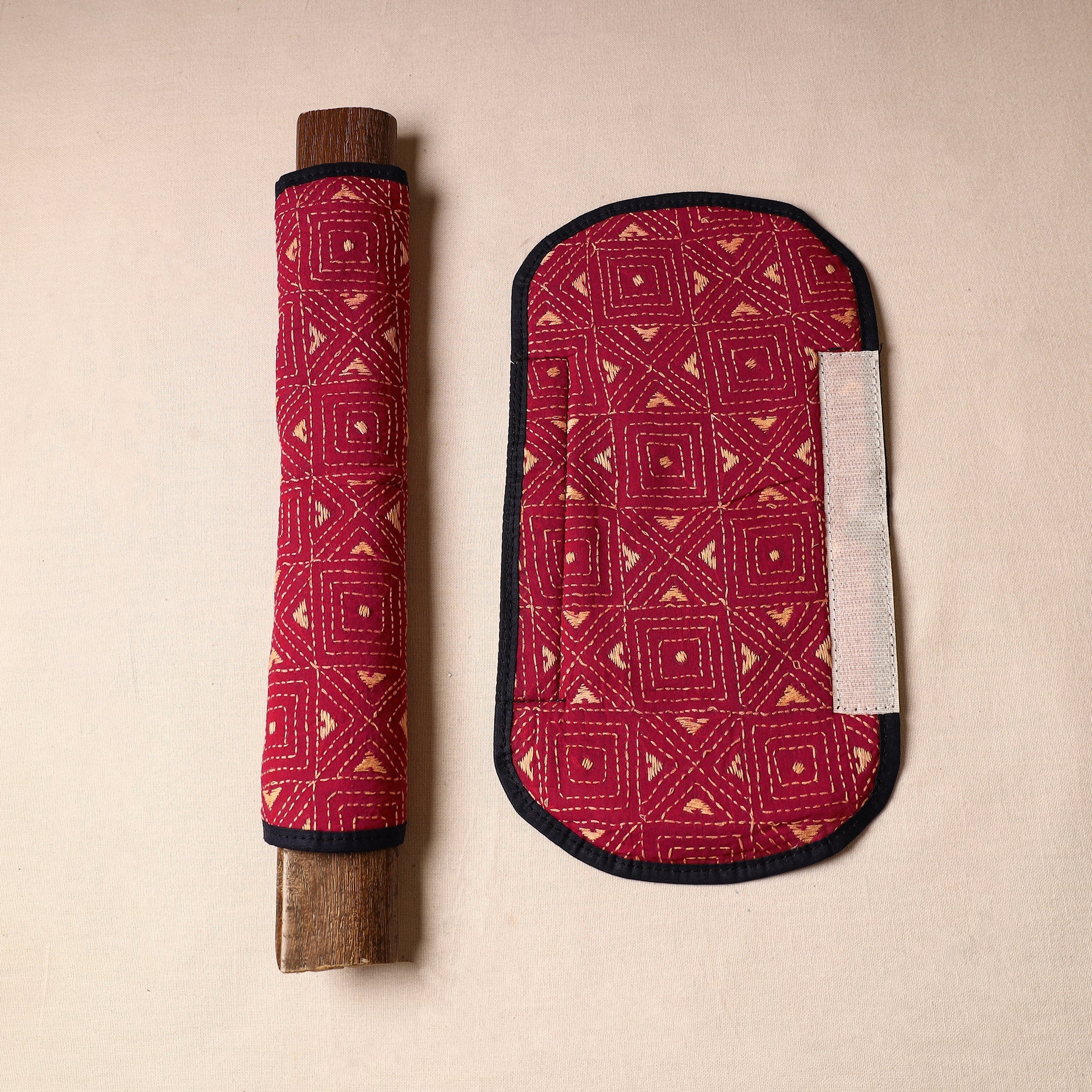 ASALKAAR Bengal Kantha Work Handmade Fridge Handle Cover (Set of 2) 16