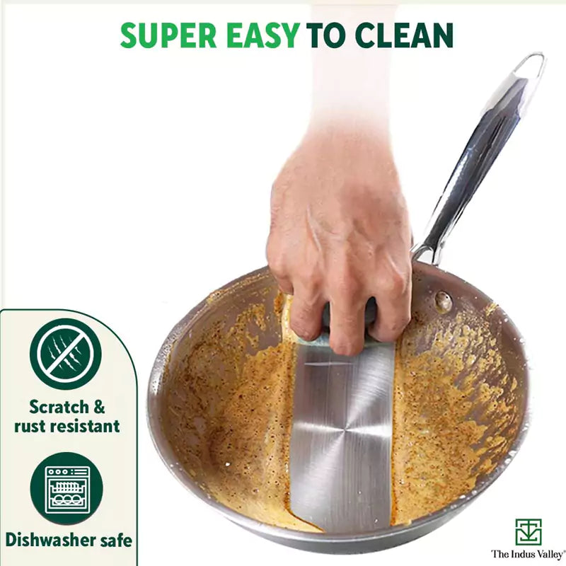 The Indus Valley TurboCuk Tri-ply Stainless Steel Fry Pan, Premium 3 Layer Thick Body, Induction, Non-stick, 23.4/25.4/28 cm, 1.5/1.7/1.9L - view 10
