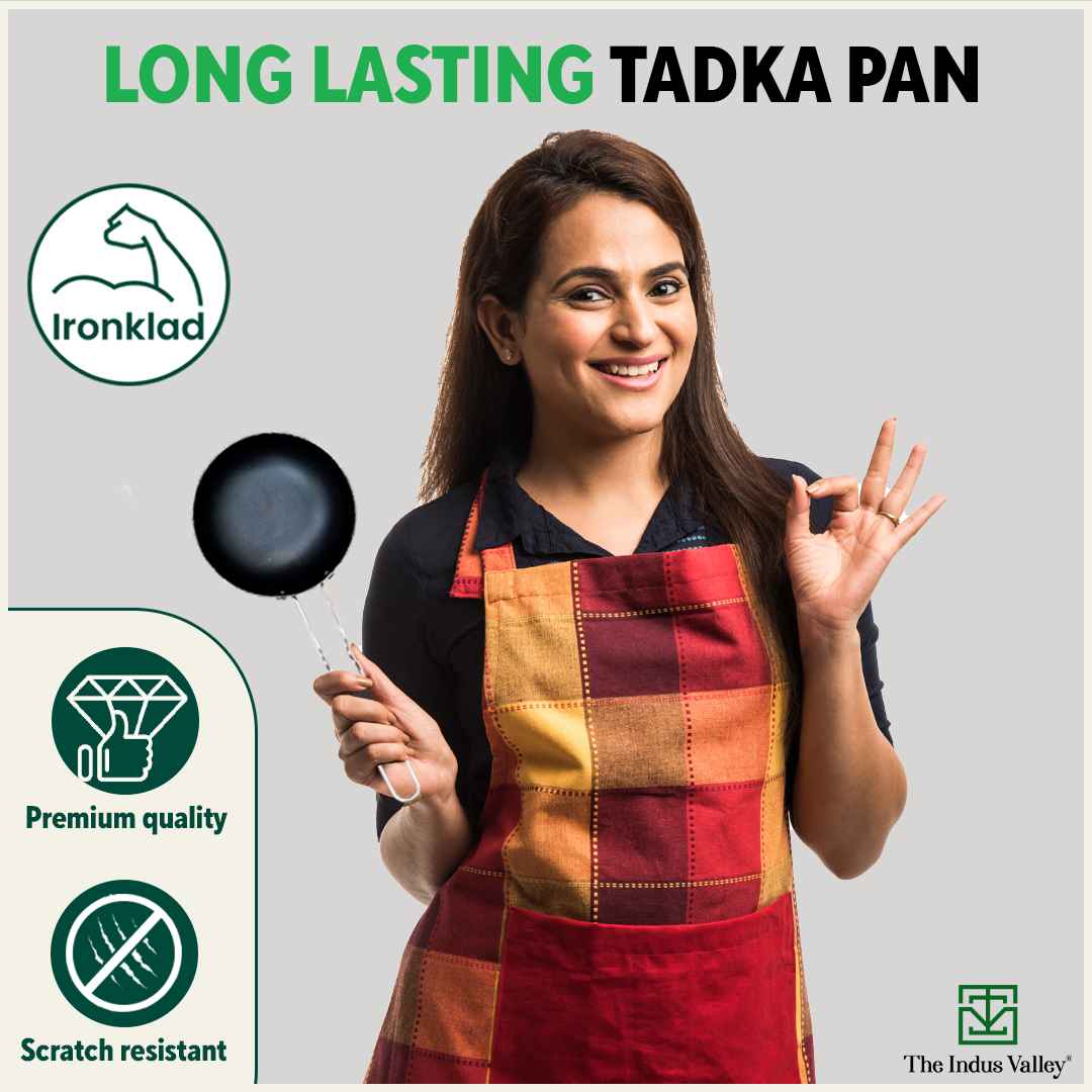 The Indus Valley 100% Pure Sheet Iron Tadka Pan with Stainless Steel Handle, Pre-seasoned, Toxin-free, Induction - view 10