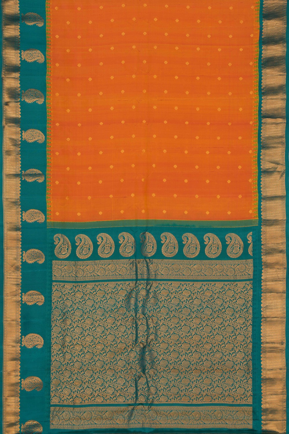 Kalanjali Gadwal Silk Orange Saree – Women's - view 3
