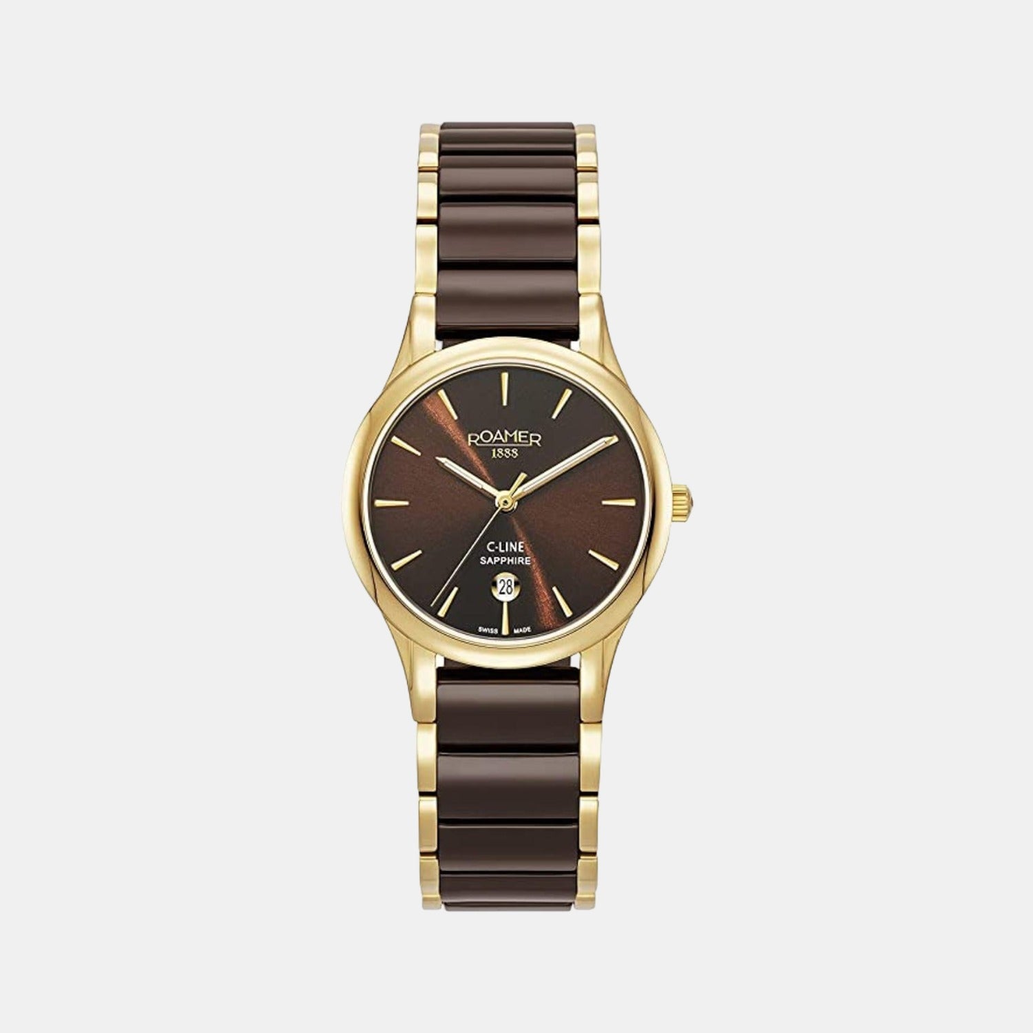 Roamer C Line Women Quartz Brown Dial Analog Ceramic Watch 658844 48 65 63