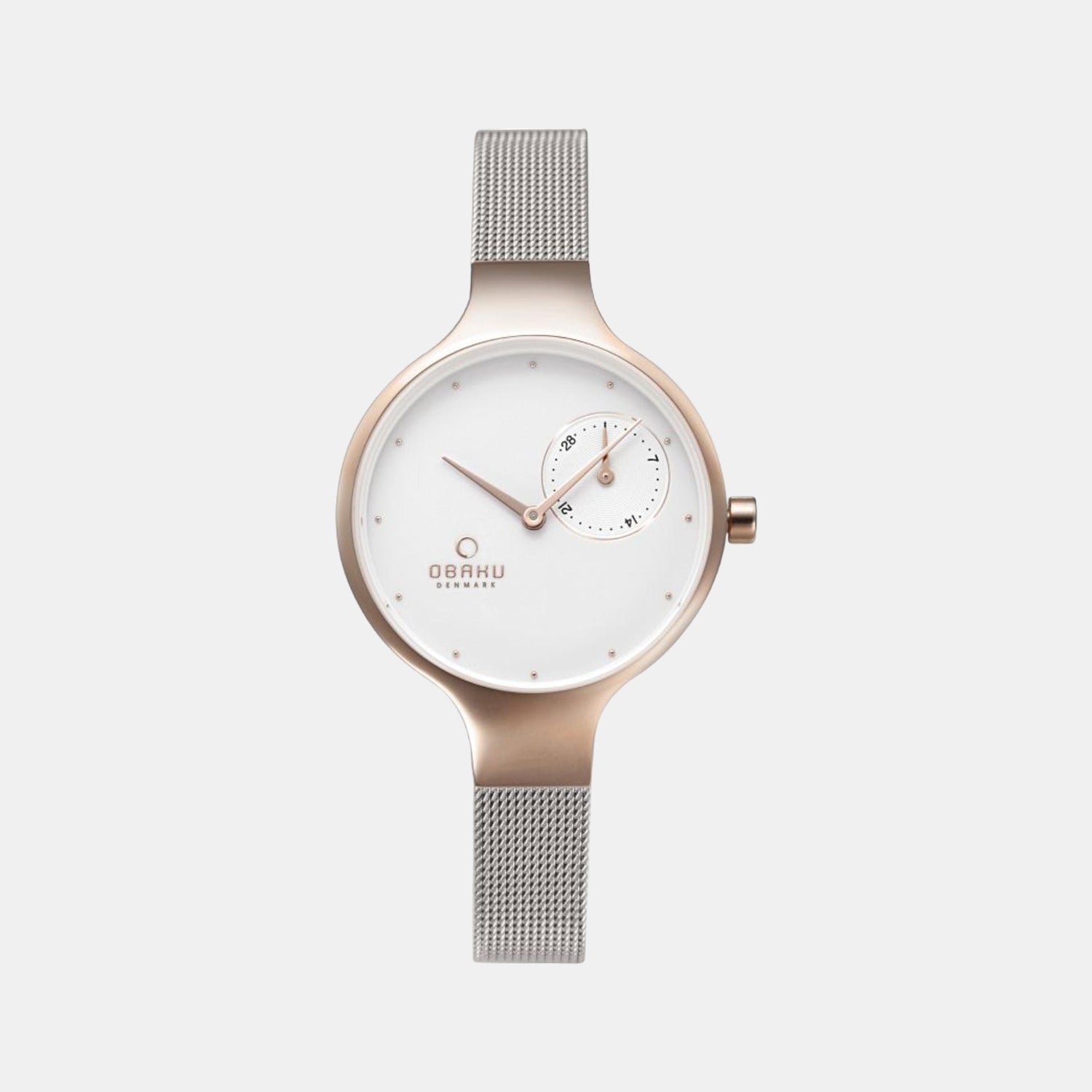 Obaku Eng Rose-Bi Women Quartz White Dial Analog Stainless Steel Watch V201LDVWMC