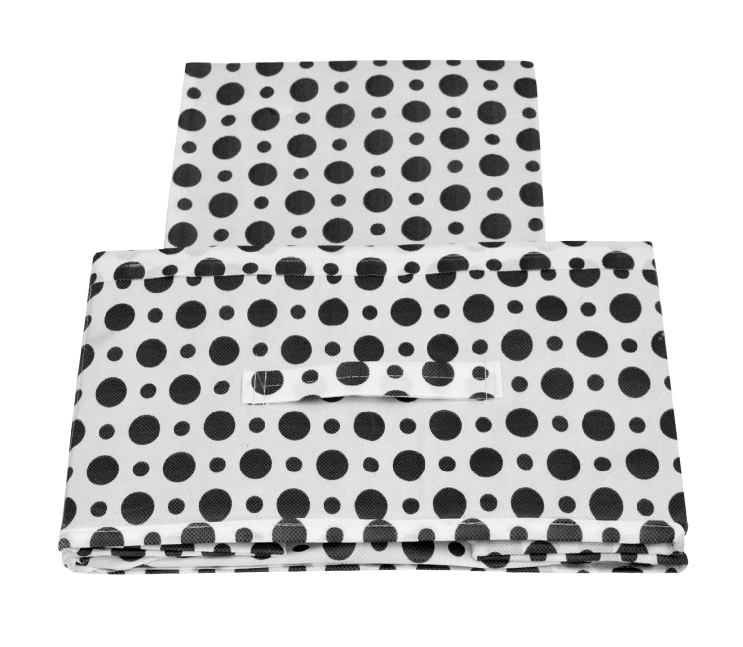 Heart Home Dot Printed Printed Multipurposes Rectangular Flodable Storage Box, Drawer Storage and Cloth Organizer- Pack of 6 (Black & White)-HS43HEART - view 5
