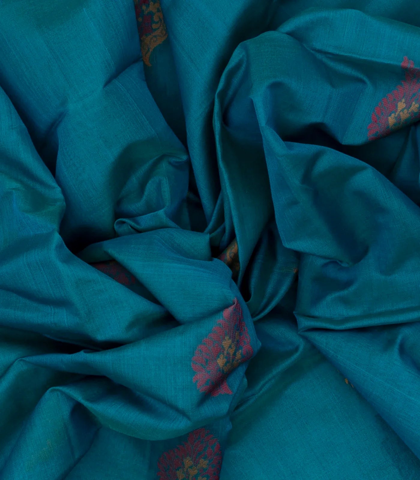 RmKV Light Blue Handloom Kora Silk Cotton Saree With Buttas & Black Pallu - view 3