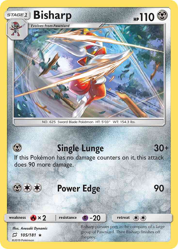 Rare sm9-105 reverse – Pokémon Bisharp - 105/181 - Rare [sm9-105] [Reverse Holo]