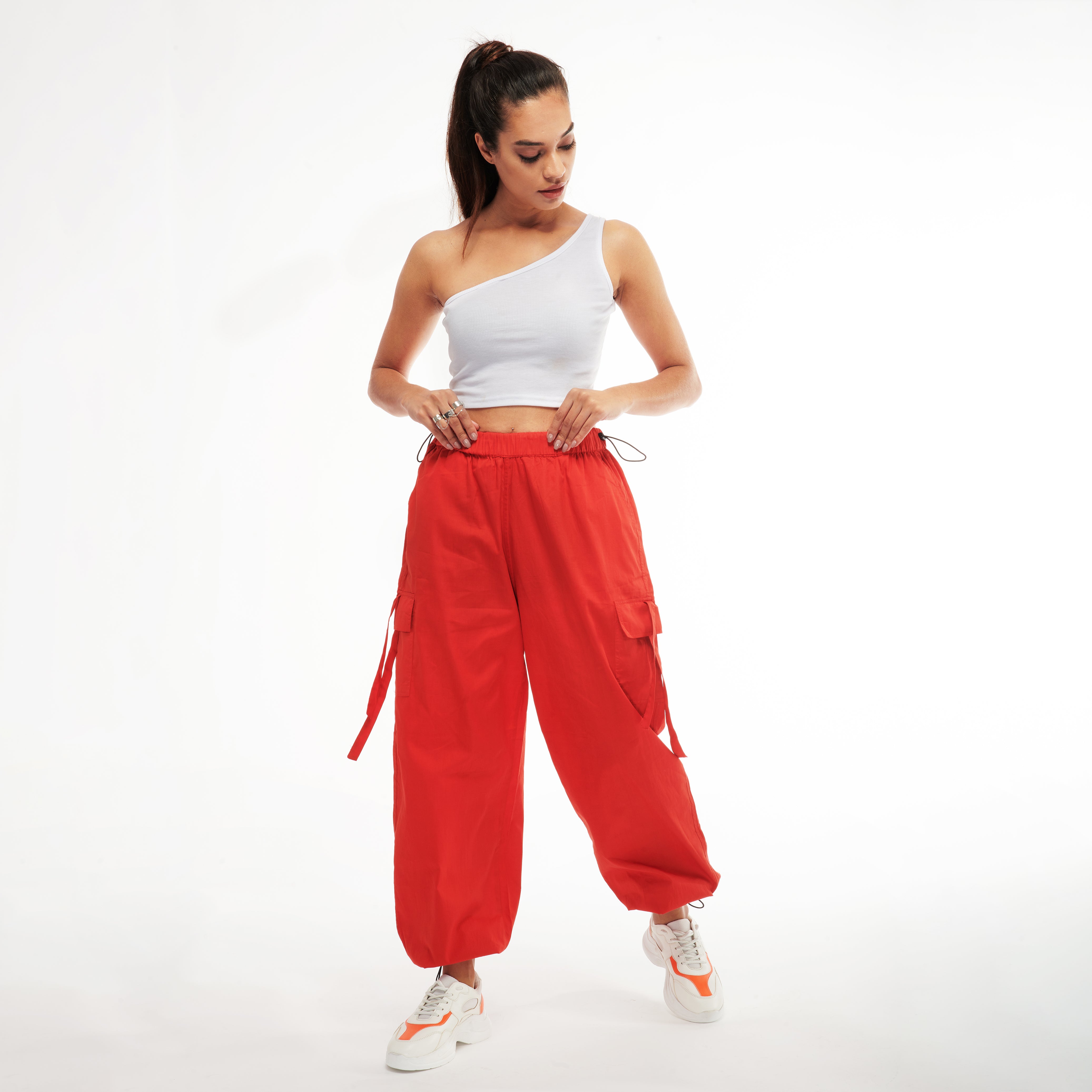 Baddie Unisex Pink Cargo Parachute Pants - view 5