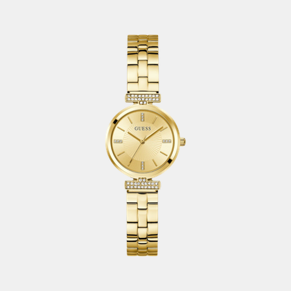 Guess Array Women Quartz Champagne Dial Analog Stainless Steel Watch GW0762L2