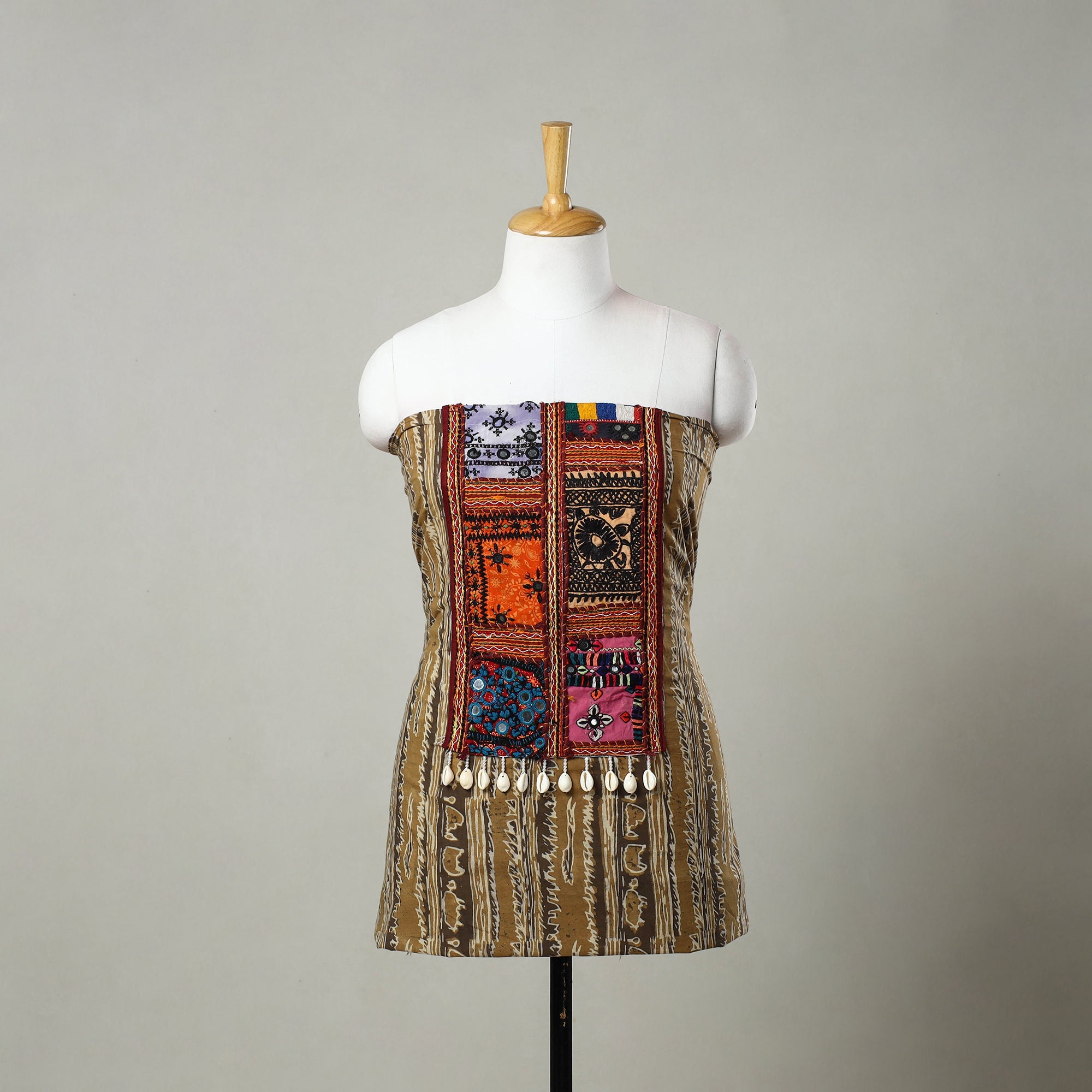 NOORI BAZAR Brown - Kutch Embroidery Cotton Akola Kurta Material (3m) 13