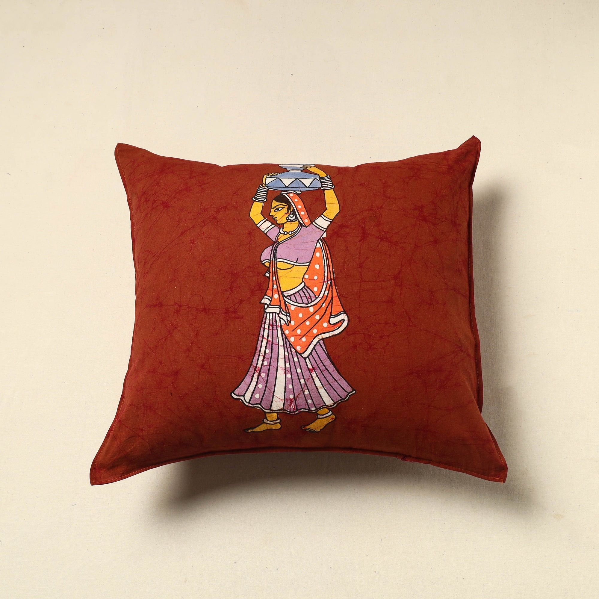 KACHCHH JI CHHAAP Pure Cotton Hand Batik Cushion Cover (18 x 18 in) 2024/1098-1 32