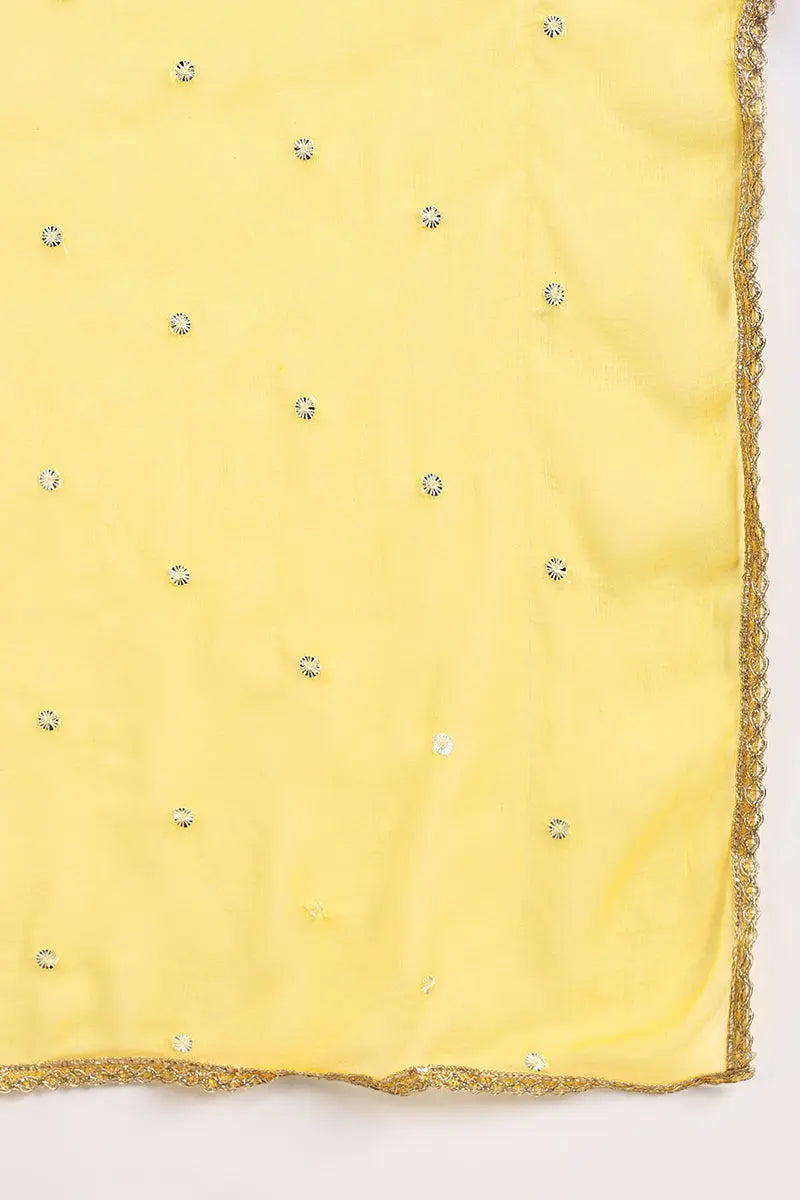 Ahika Yellow Cotton Embroidered Straight Suit Set JPSKD1052YLW - view 7