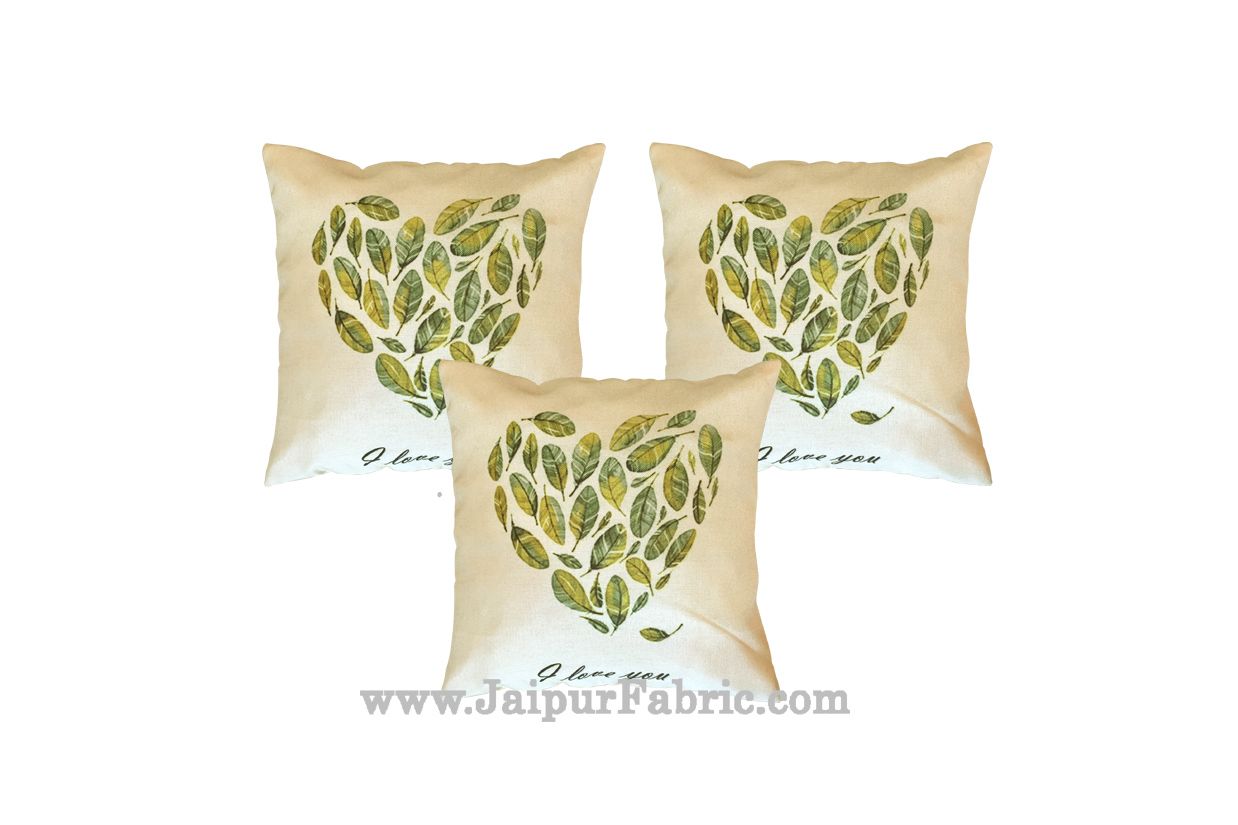 JaipurFabric® Jute Cushion Cover Digital Leaf Heart - view 2