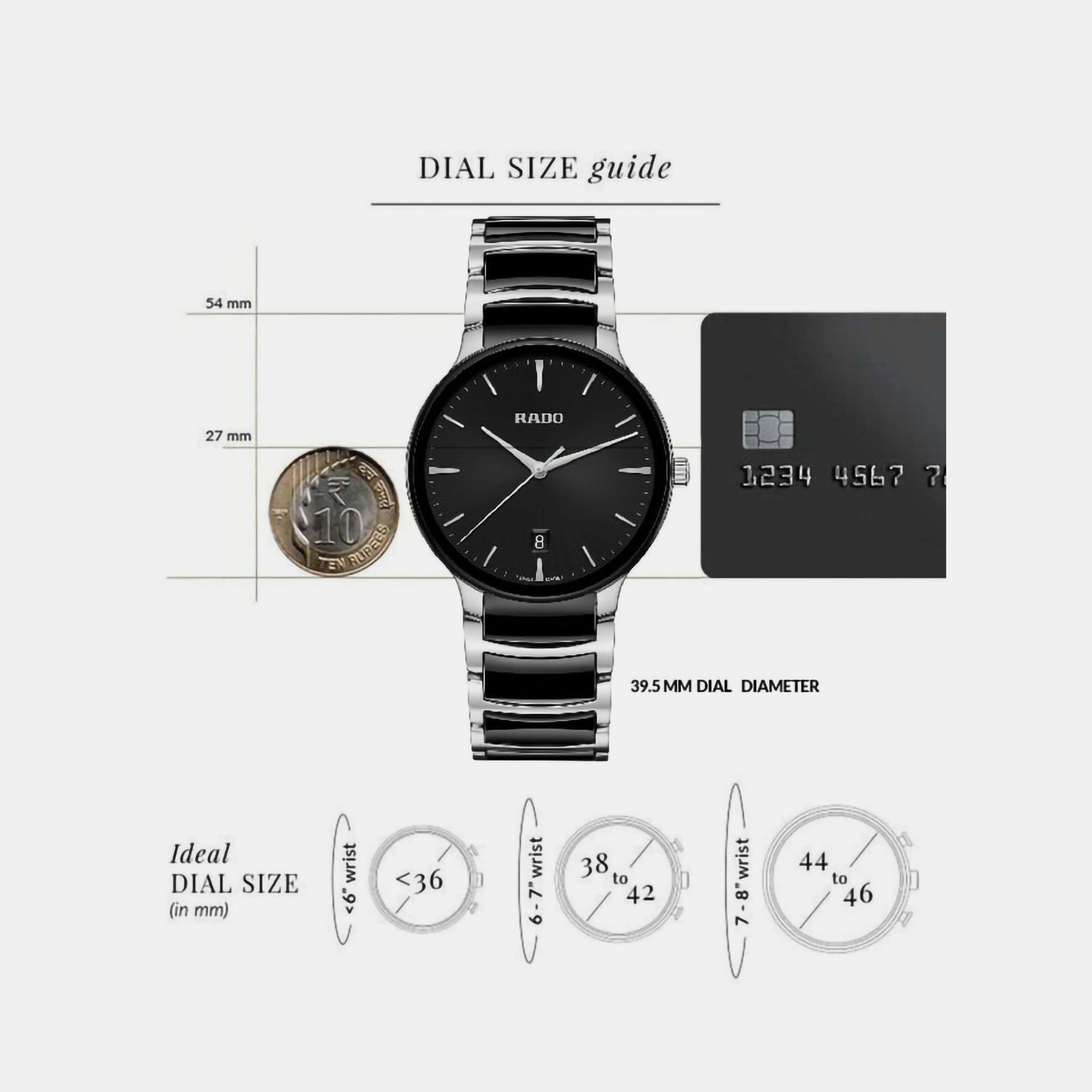 Rado Centrix Unisex Quartz Black Dial Analog Ceramic Watch R30021152 - view 6