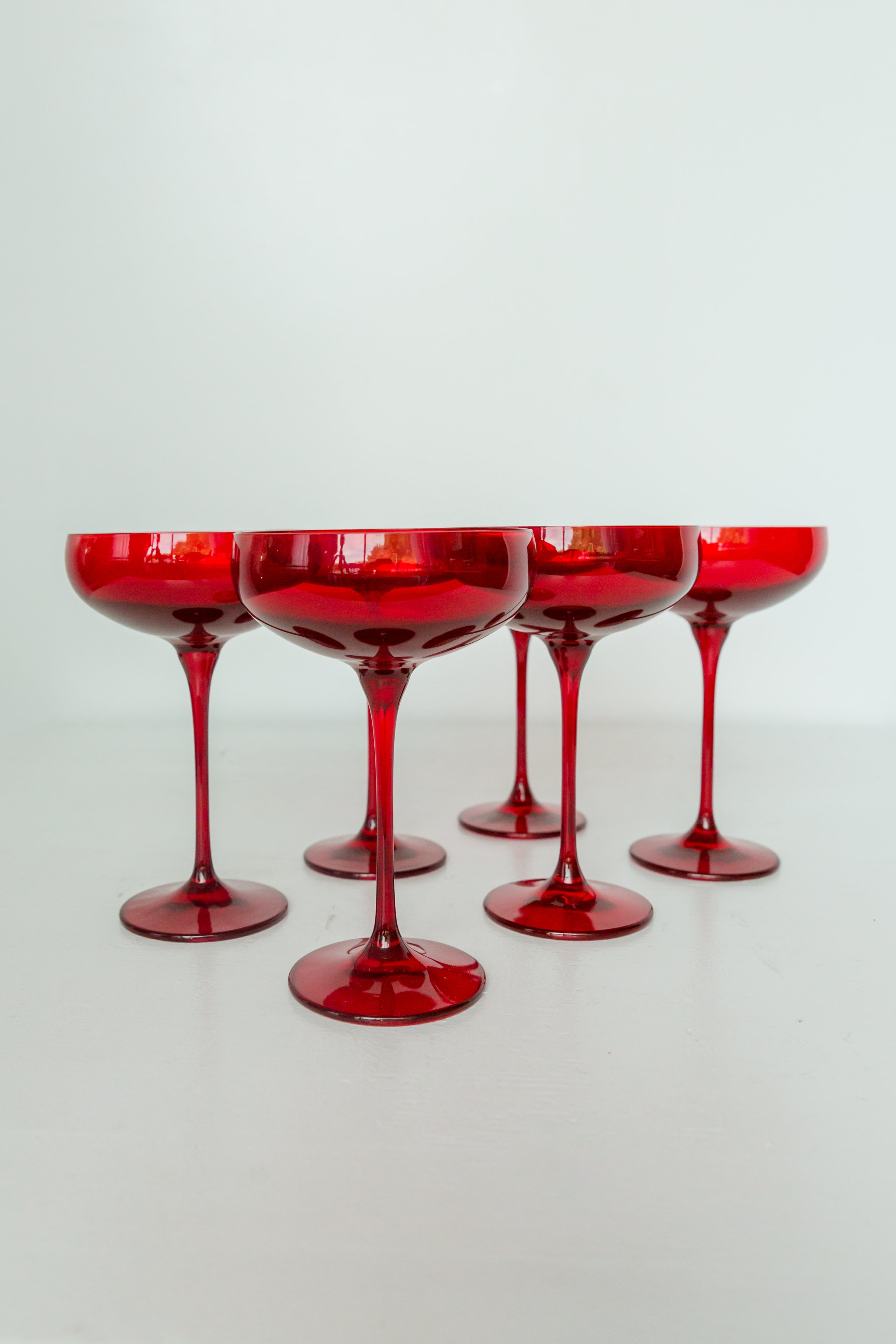 Estelle Colored Glass Estelle Colored Champagne Coupe Stemware - Set of 6 {Red} - view 2