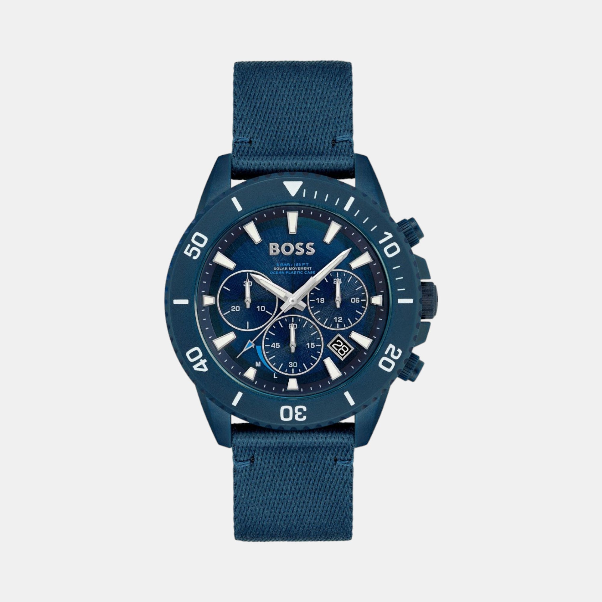 Boss Admiral Men Solar Blue Dial Chronograph Nylon Watch 1513919