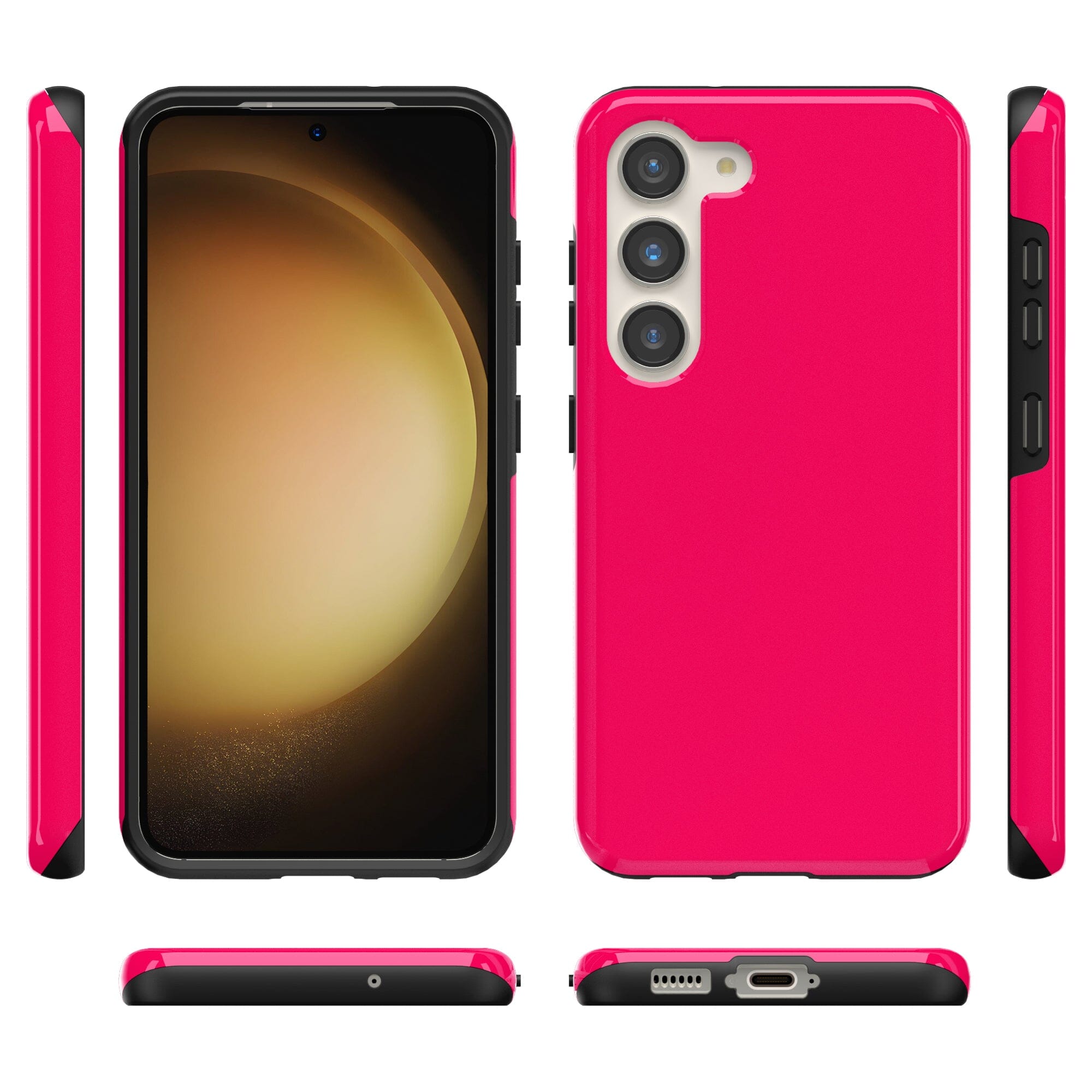 Casetry Think Pink | Solid Neon Pink Samsung Case - view 9