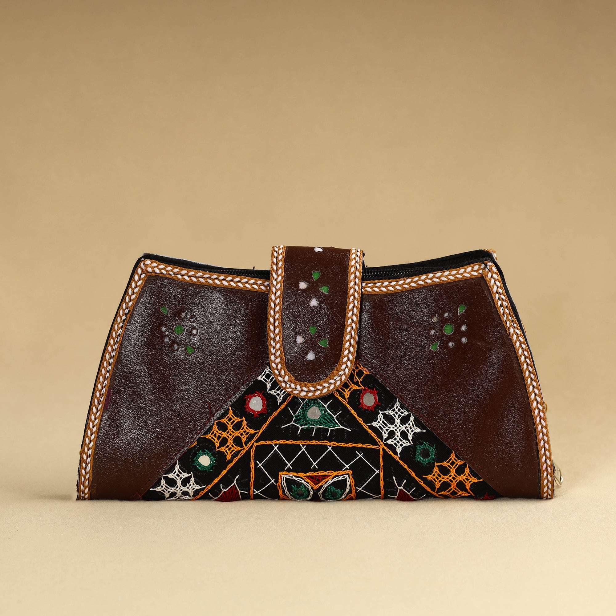 ANCHAL BIJLANI PATHUBHAI Brown - Kutch Embroidery Cotton Handmade Leather Wallet 50