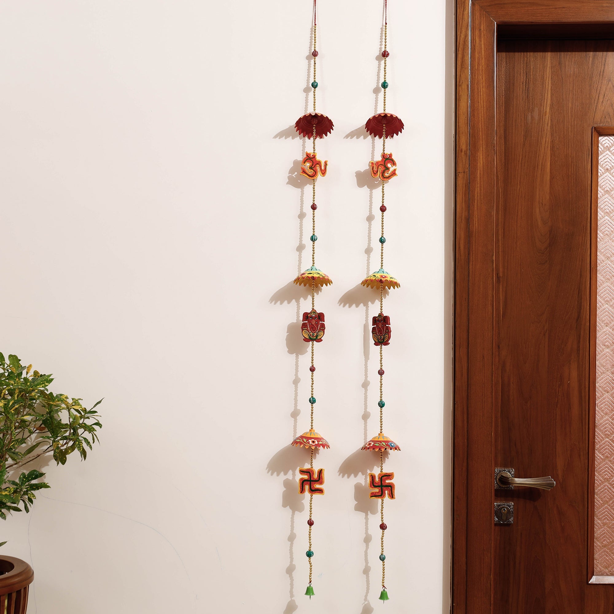 DEVENDRA SINGH Banaras Handpainted Wooden & Beadwork Decorative Hangings (Set of 2)