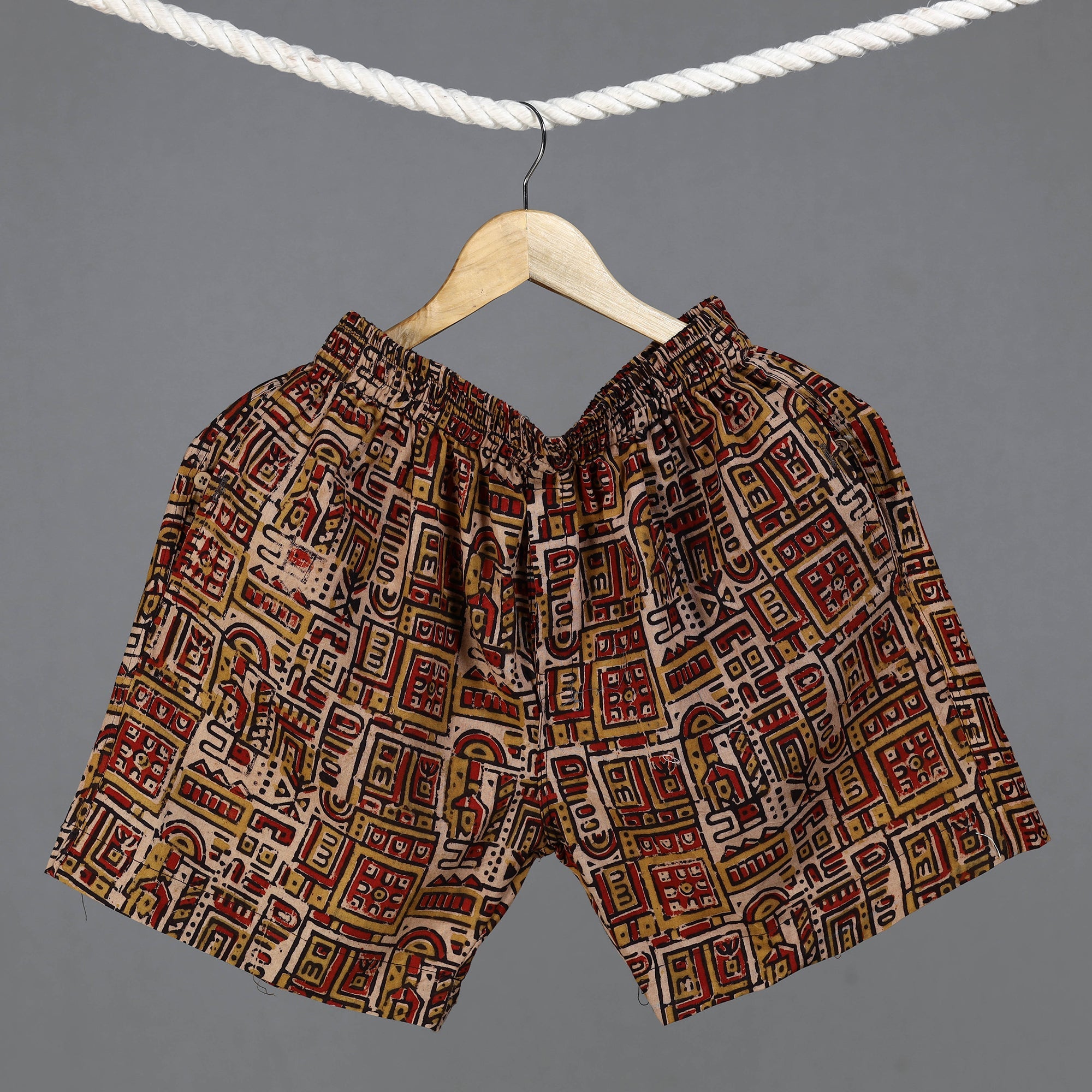 Unisex boxer shorts – ITOKRI CASUALS Brown - Ajrakh Block Printed Cotton Unisex Boxer/Shorts