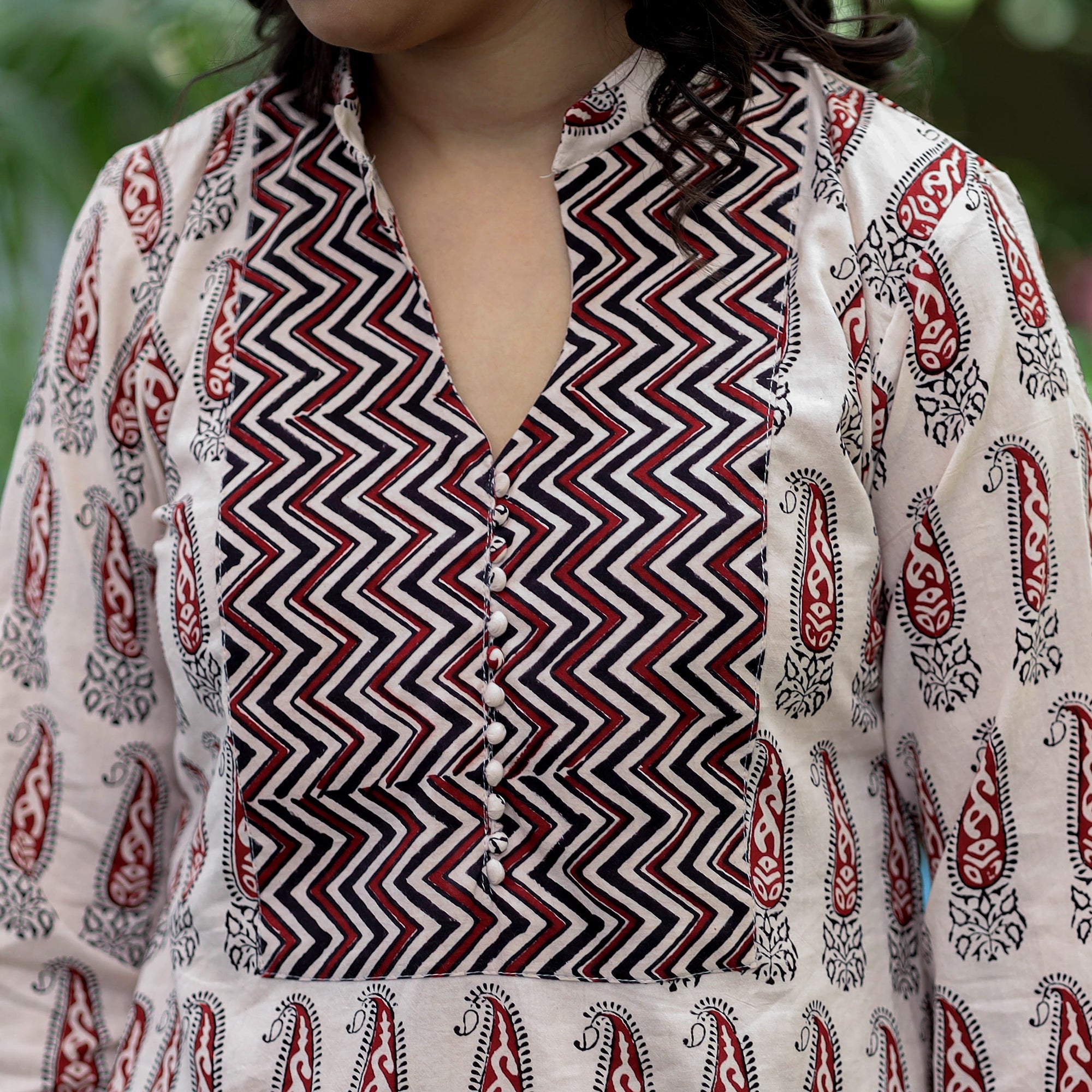 ITOKRI CASUALS Beige - Block Print Cotton Straight Bagh Kurta - view 5