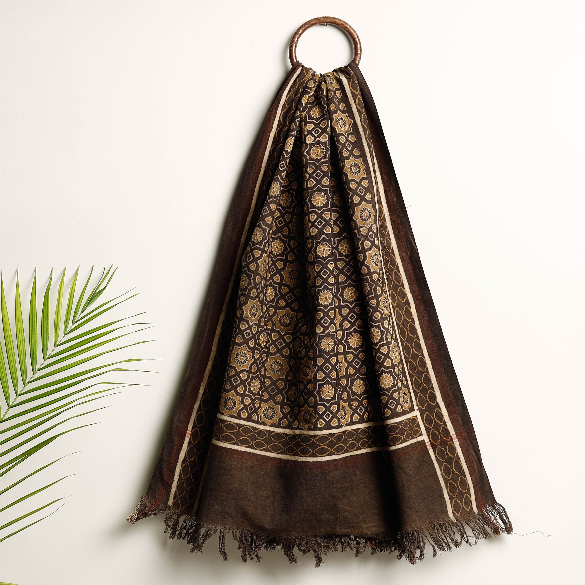 HAVELI CHRONICLES Brown - Akola Block Printed Pure Handloom Cotton Towel