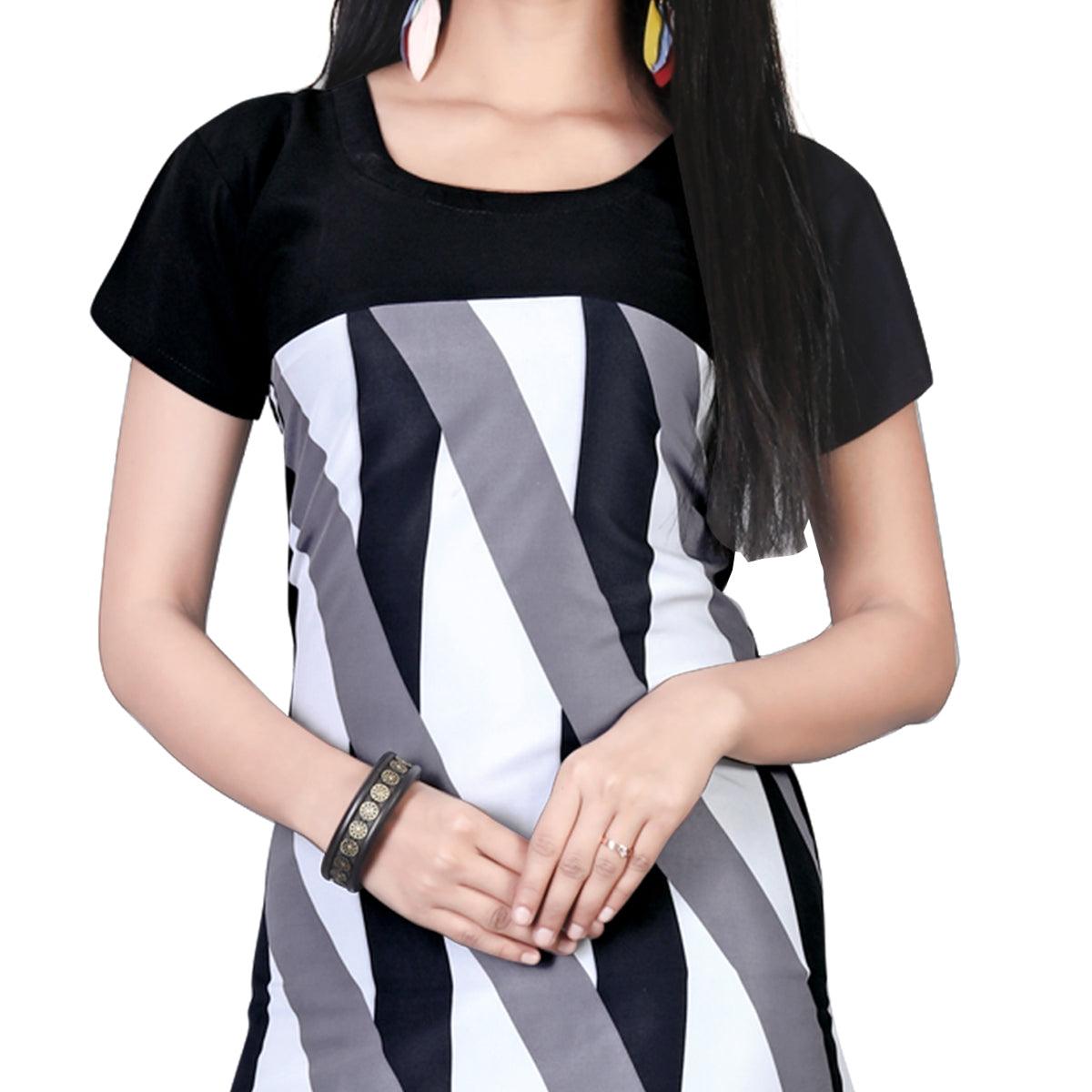 Peachmode Seller Different Black-White Colored Casual Printed Crepe Kurti - view 2