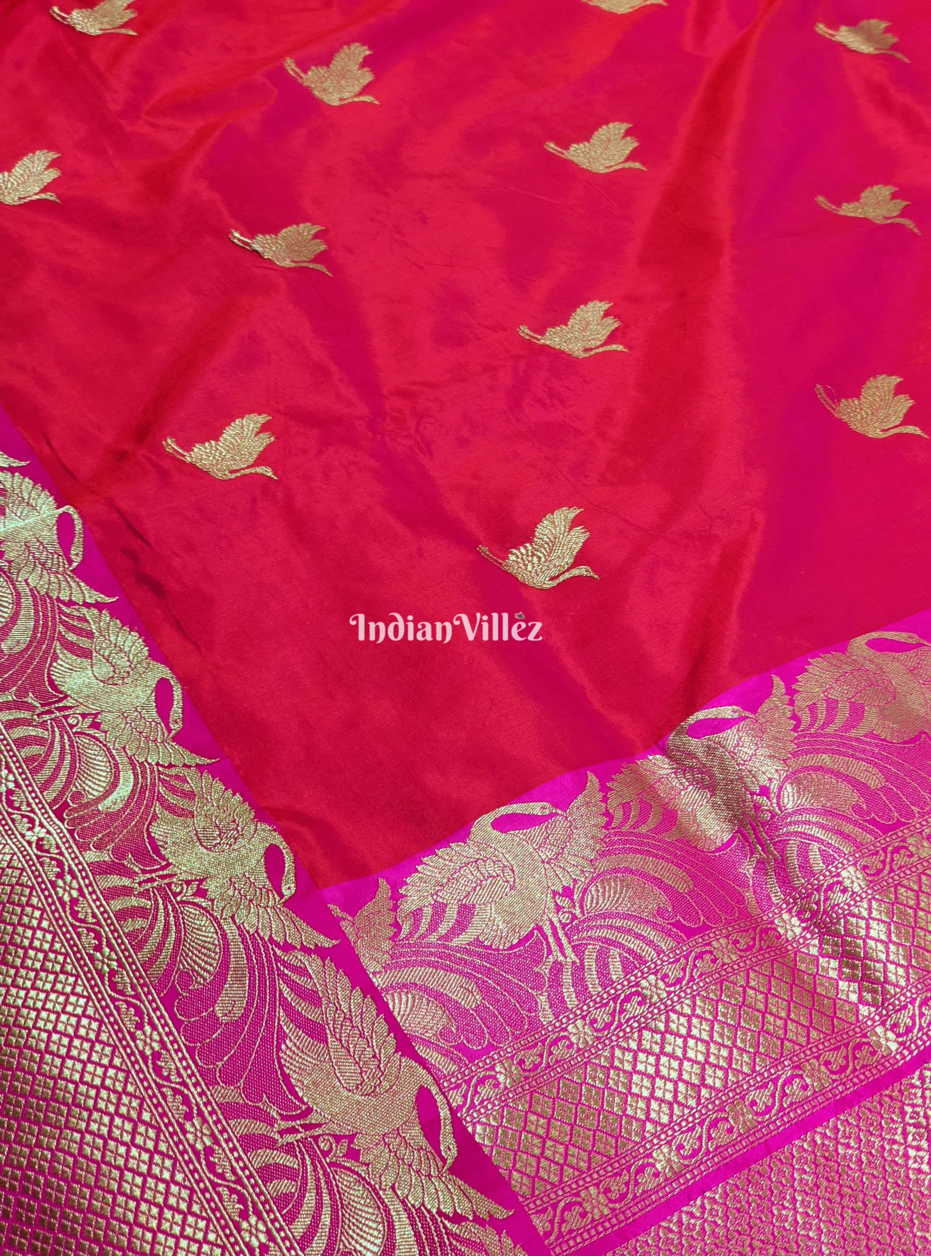 IndianVillèz Rani Pink Handwoven Banarasi Katan Silk Saree - view 2