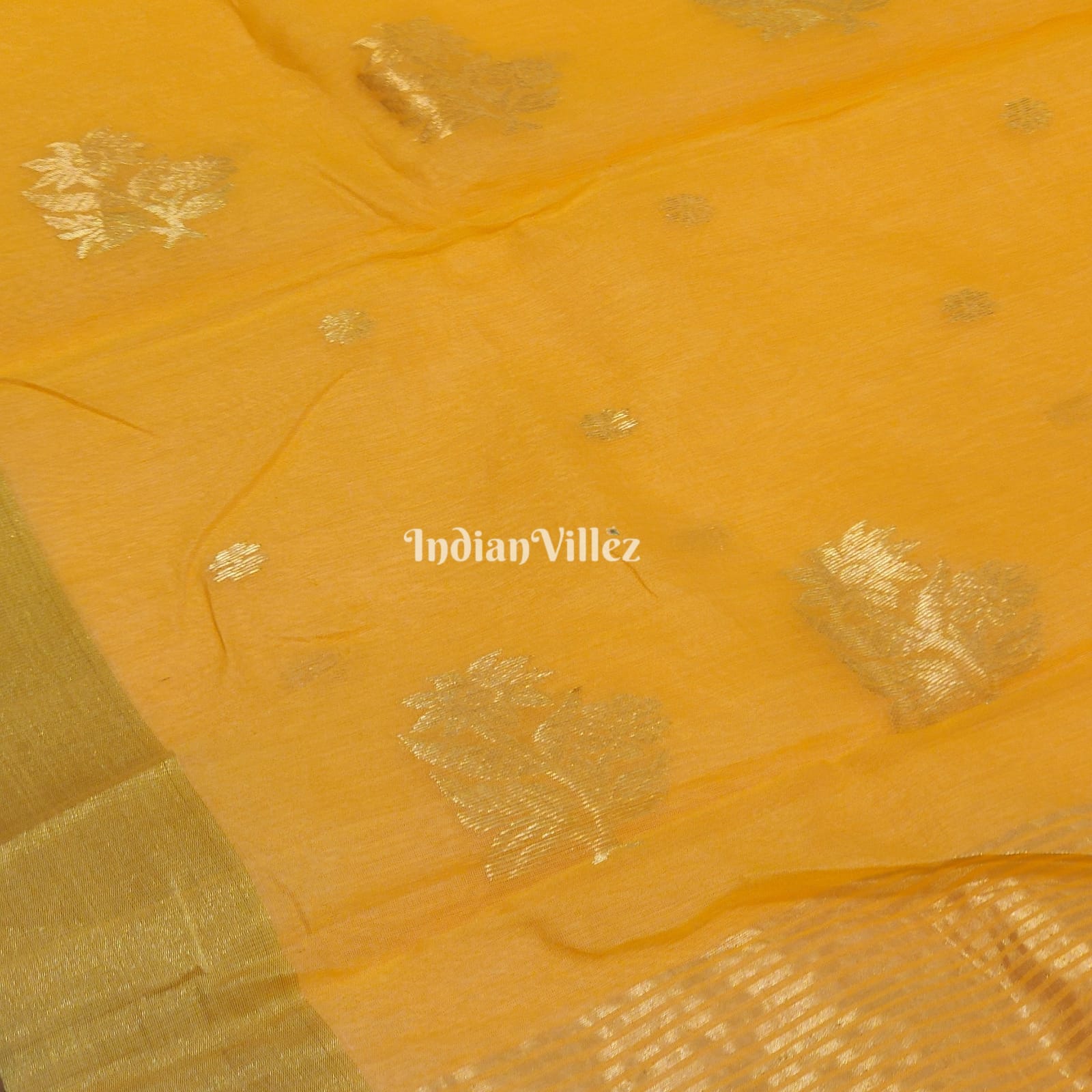 IndianVillèz Orange Pure Chanderi Silk Saree – Women's - view 4