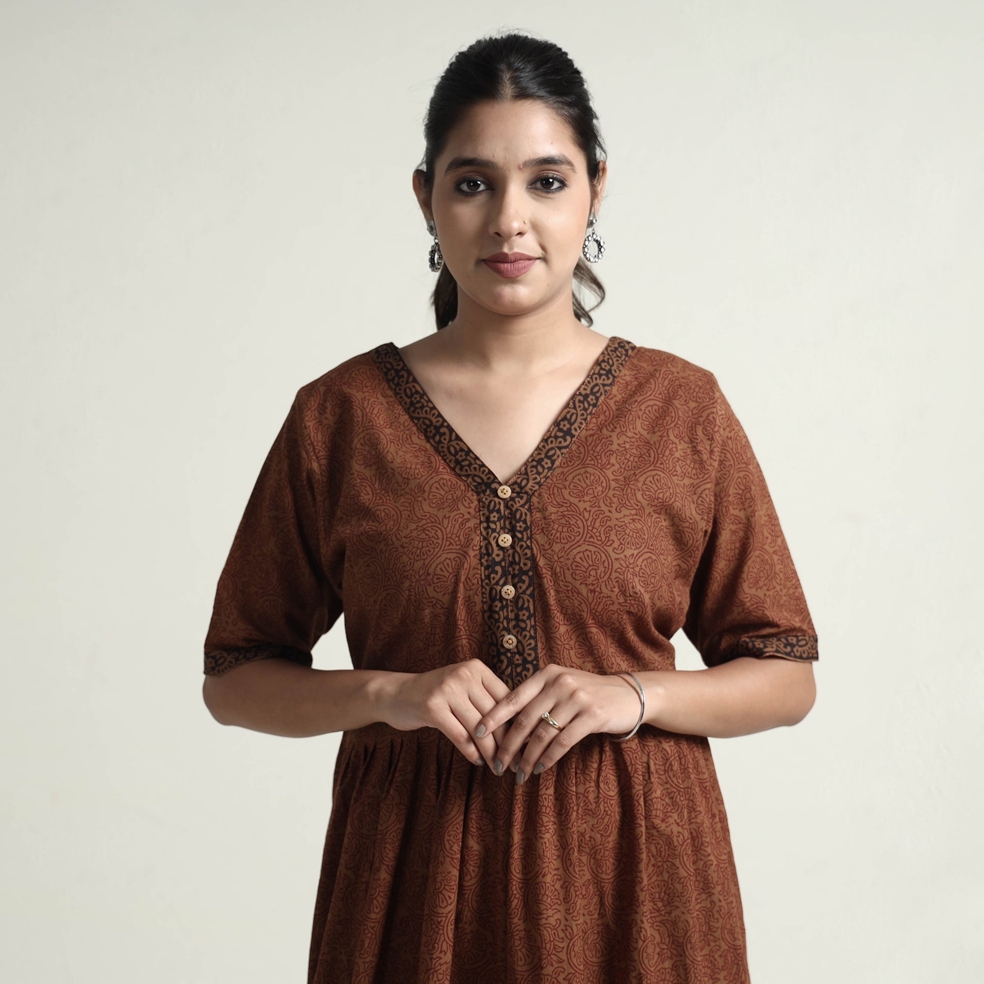 ITOKRI CASUALS Brown - Bagh Block Printed Cotton Dress