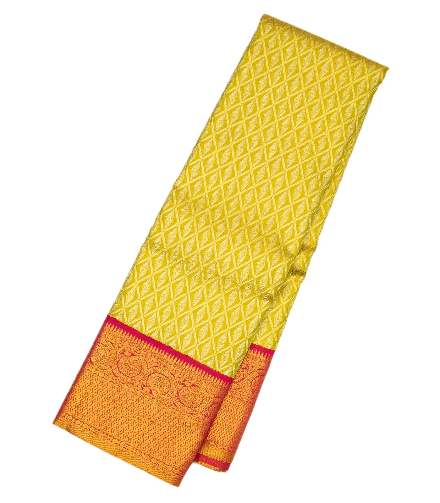 RmKV Green Handloom Kanchipuram Tissue Silk Saree With Diamond Motifs