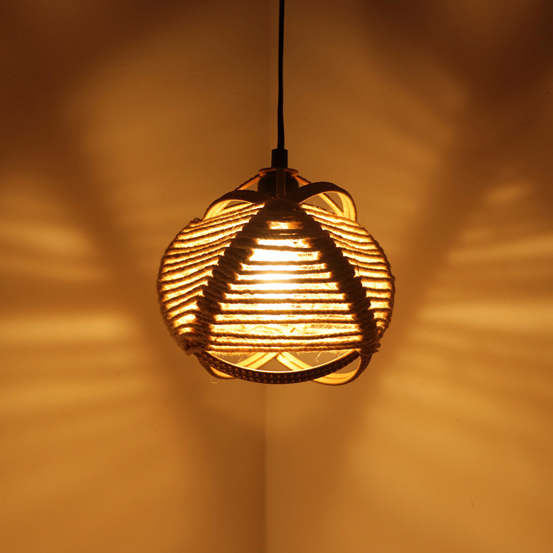 EXCLUSIVELANE 'Jute Goblet' Pendant Lamp In Iron (7 Inch, Matte Finish)