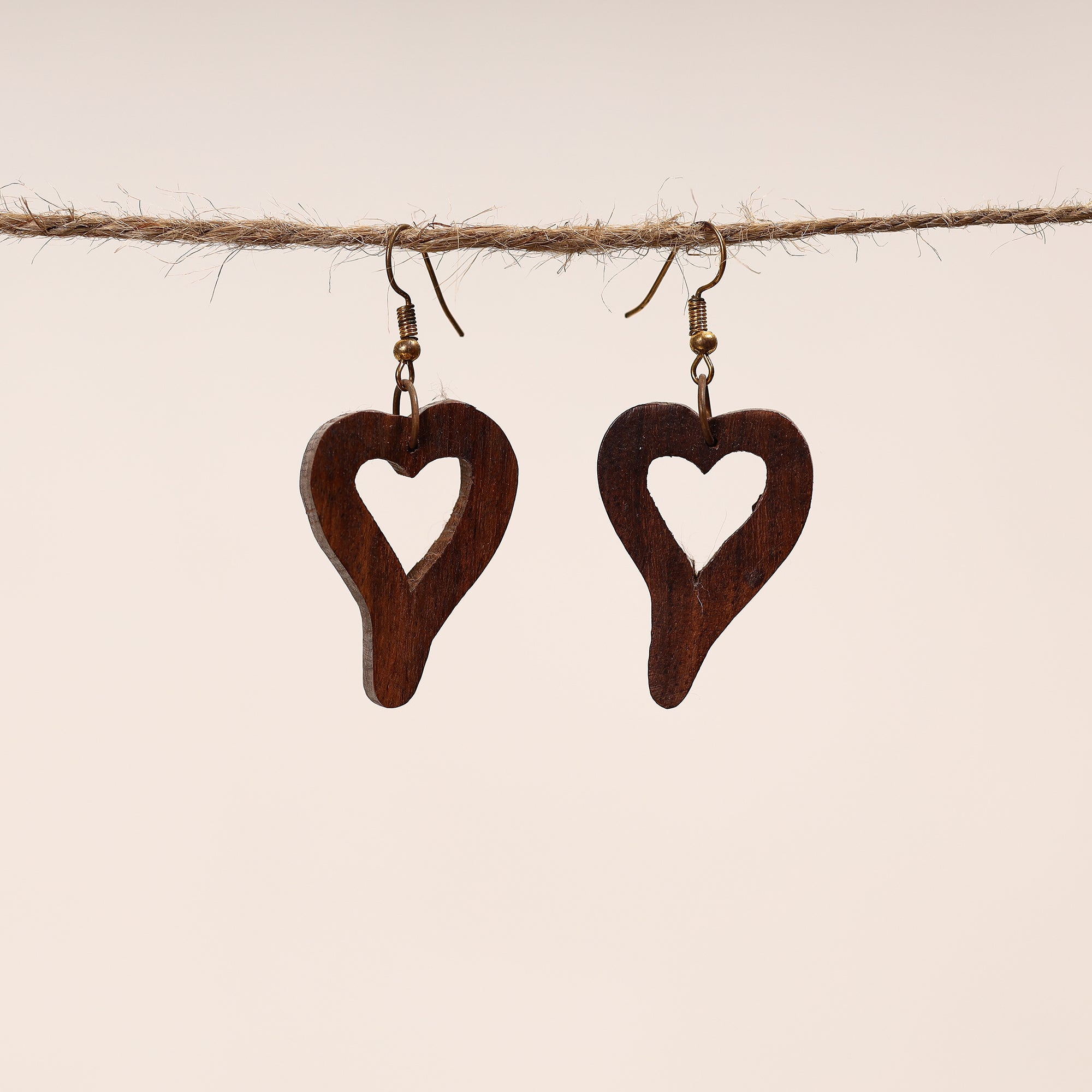 ITOKRI CRAFTS INITIATIVE Bijnor Hand Carved Sheesham Wood Earrings