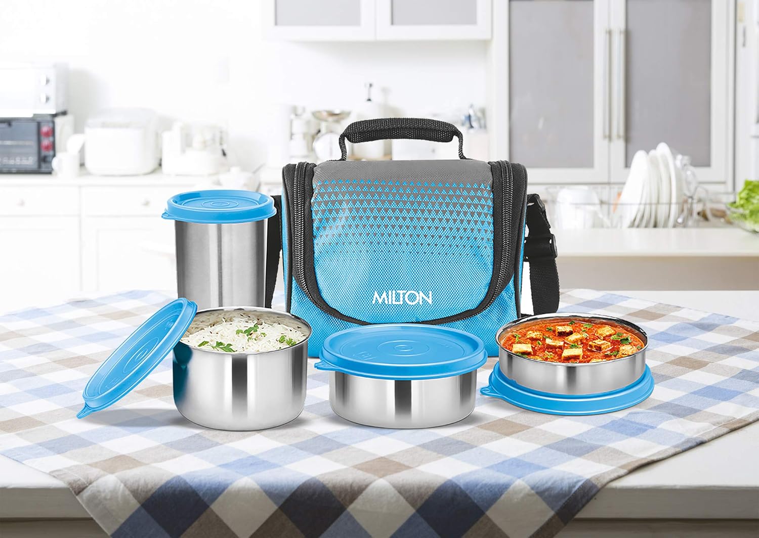 Milton Tasty 3 Stainless Steel Combo 3 Container + Stainless Steel 380 ML Tumbler | Set of 4 Pcs - view 2