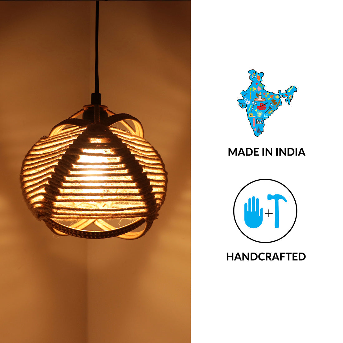 EXCLUSIVELANE 'Jute Goblet' Pendant Lamp In Iron (7 Inch, Matte Finish) - view 5