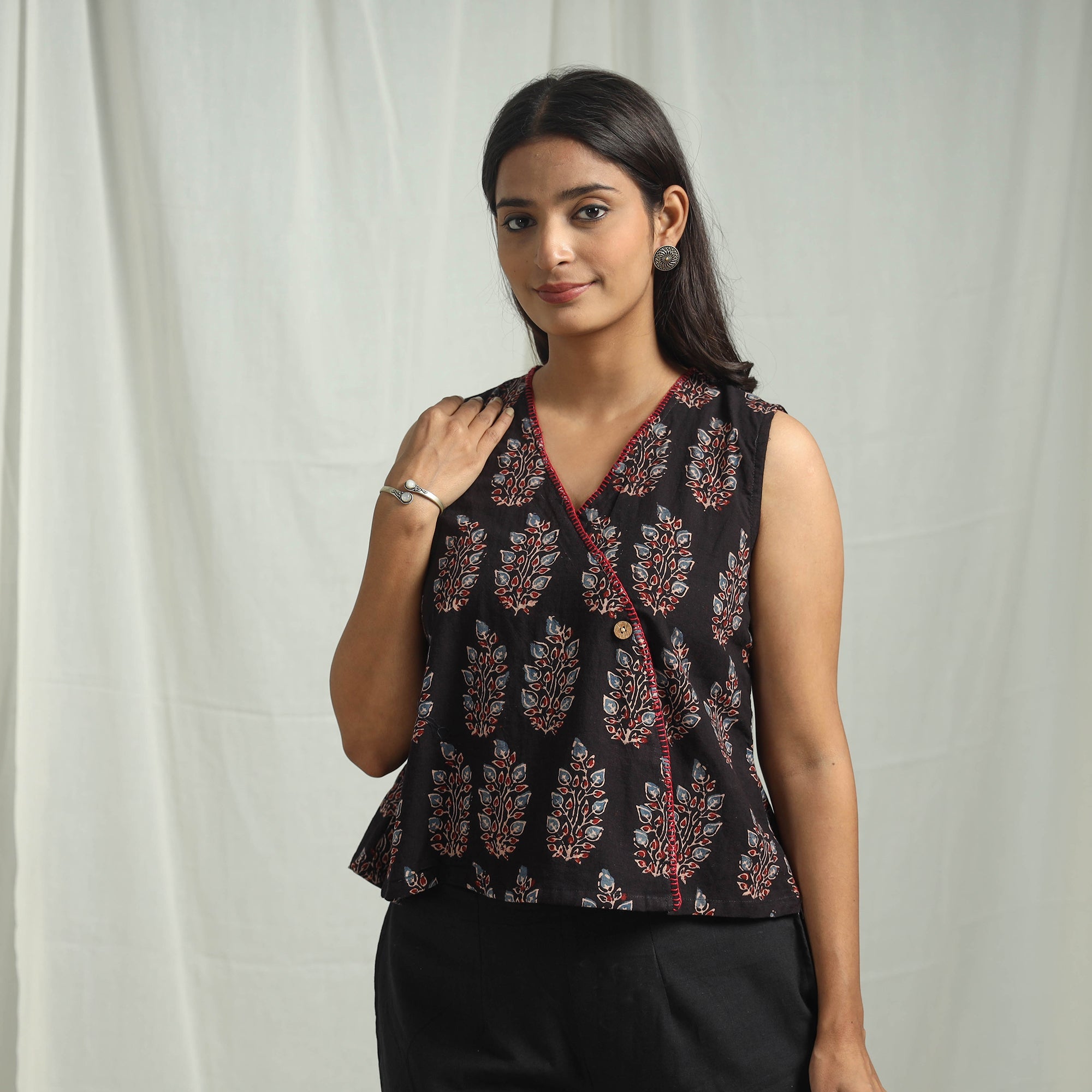 ITOKRI CASUALS Black - Ajrakh Block Printed Cotton Crop Top 13 - view 2
