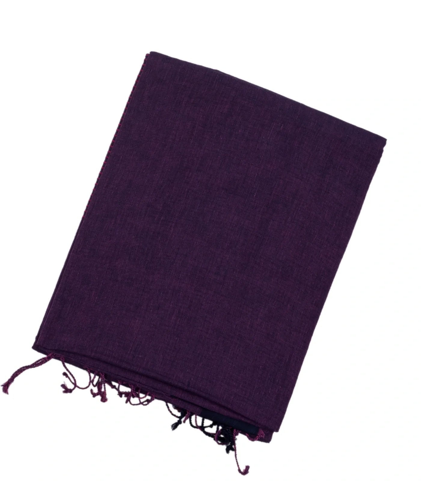 RmKV Violet Handloom Bengal Cotton Saree With Blue Border