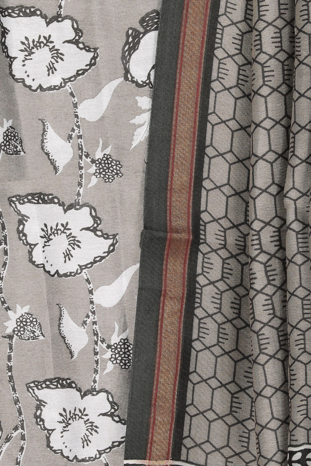 Kalanjali Grey Unstitched Suit With Dupatta (3 Pcs Set) - view 2