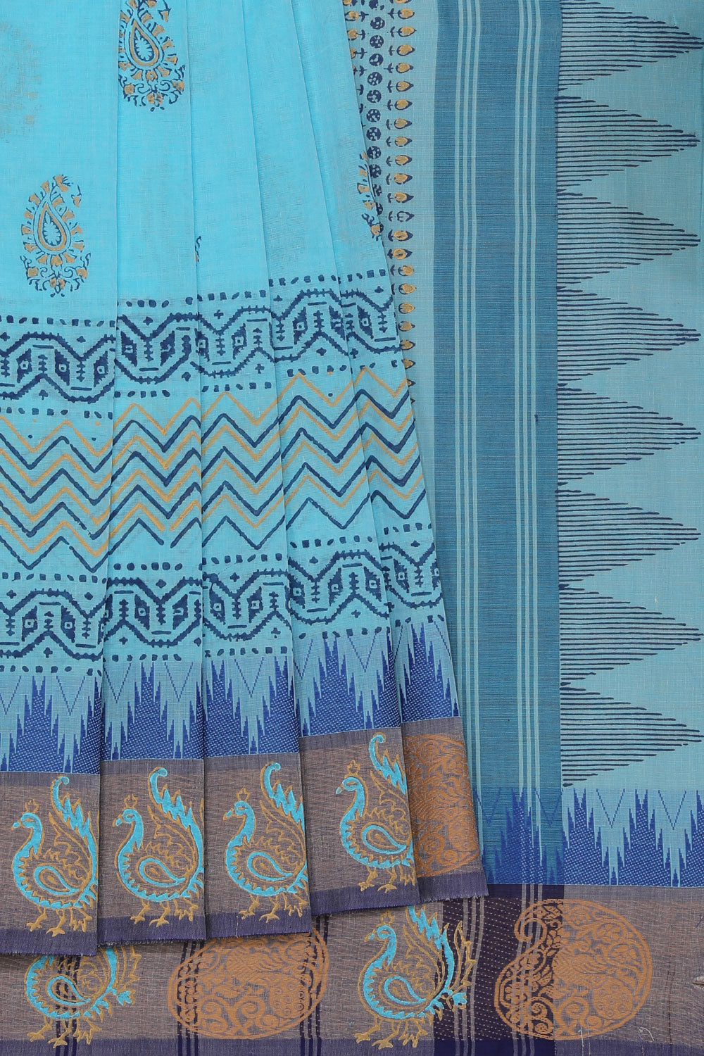 Kalanjali Ethnics Hand block printed cotton saree - view 2